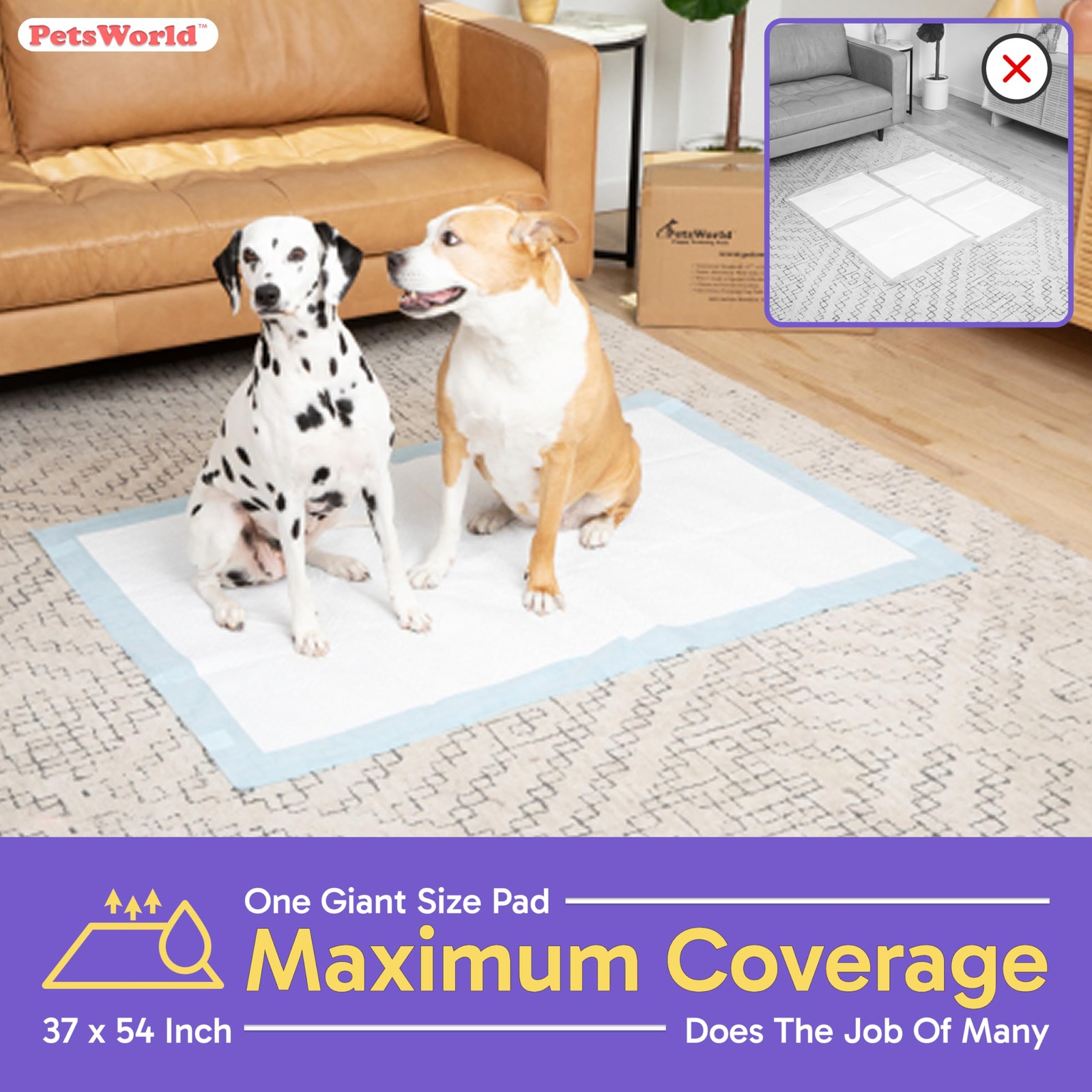 Enormous Dog Pee Pads 37″x54″ 50 Count – XXXL Pet Pee Pads for Giant Dogs & Pets