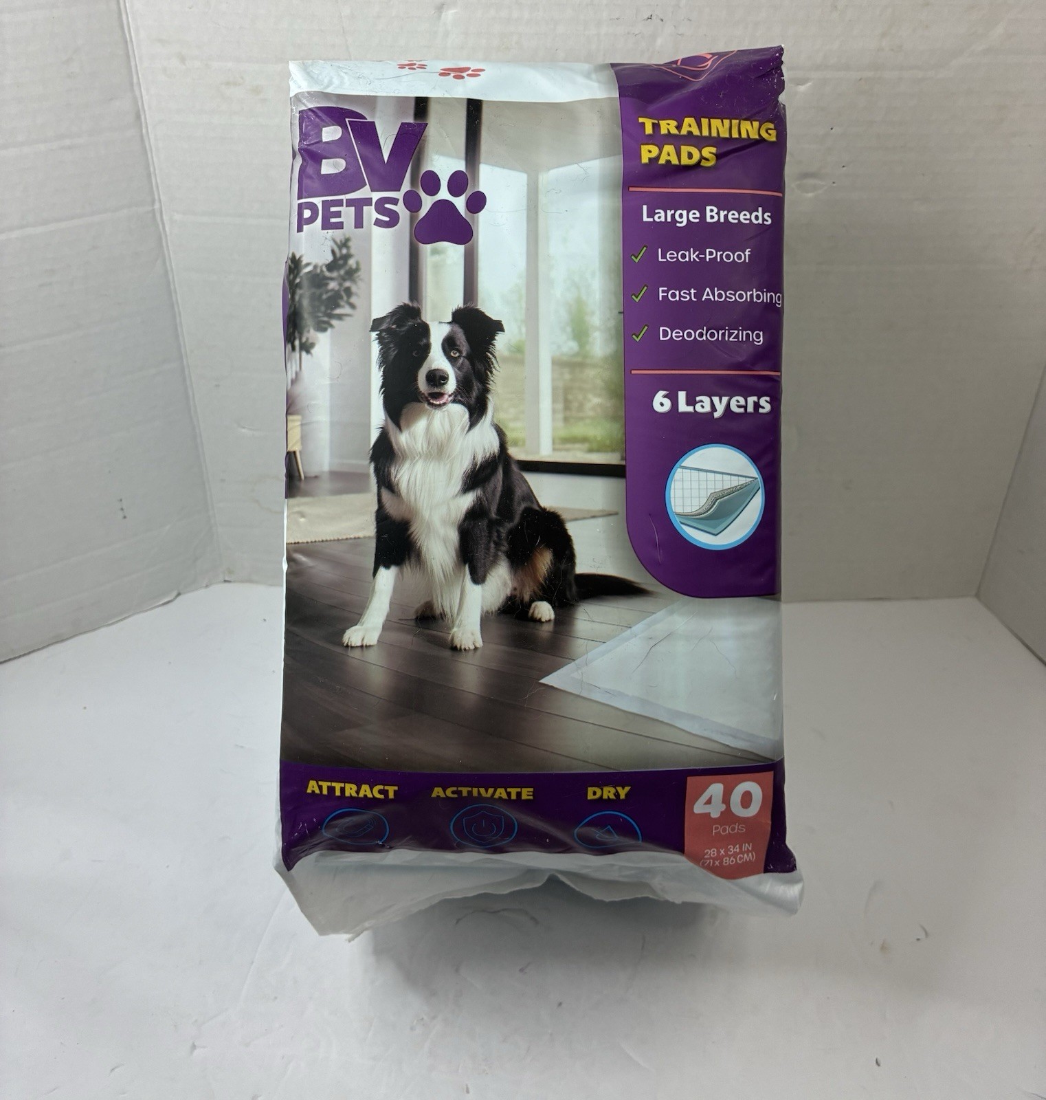Training Pads for Dogs Extra Large 40 Pack 28″x34″ BV Pets Rapid Dry 6 Layers