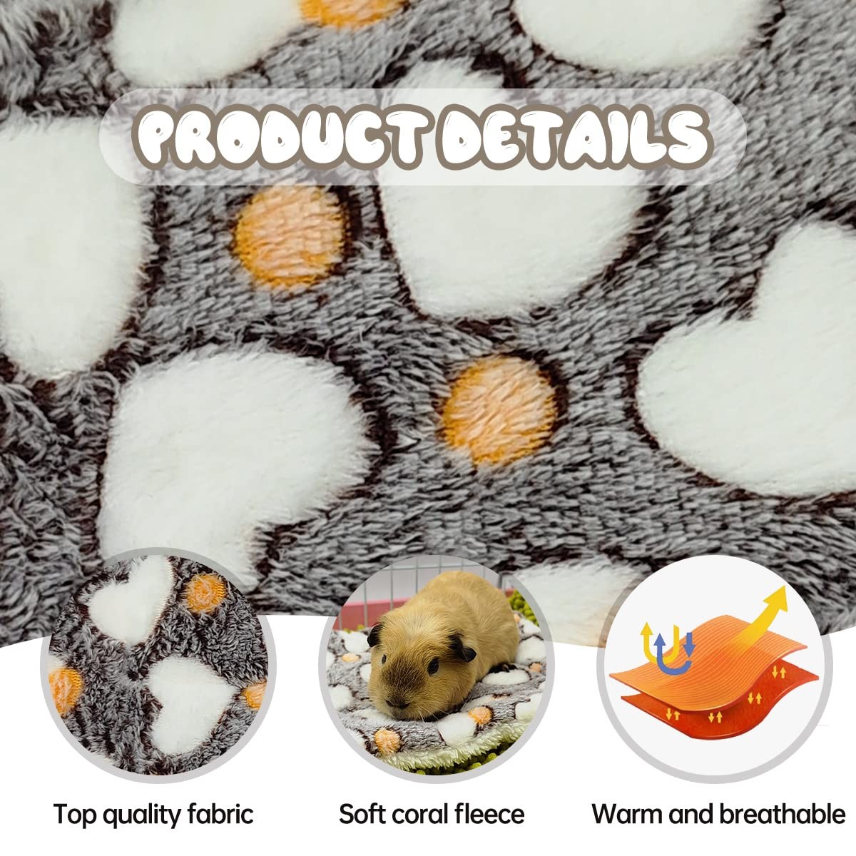 EAEDMY 4 Pieces Guinea Pig Bunny Comfortable Bed 11.8″x9.1″, 1.Hearts Pattern