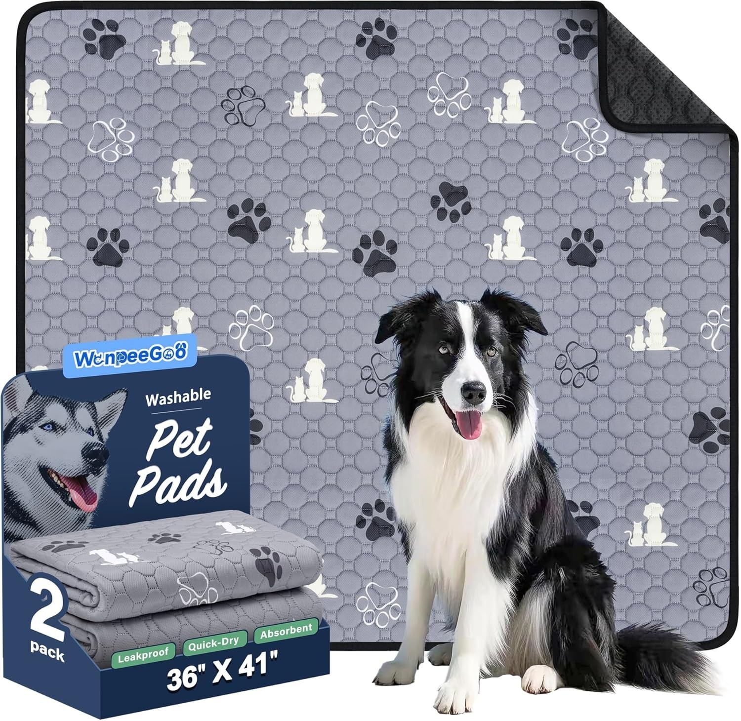 2 Pack Washable Pee Pads for Dogs Large 36″x41″ Ultra-Absorbent and Leak Proof