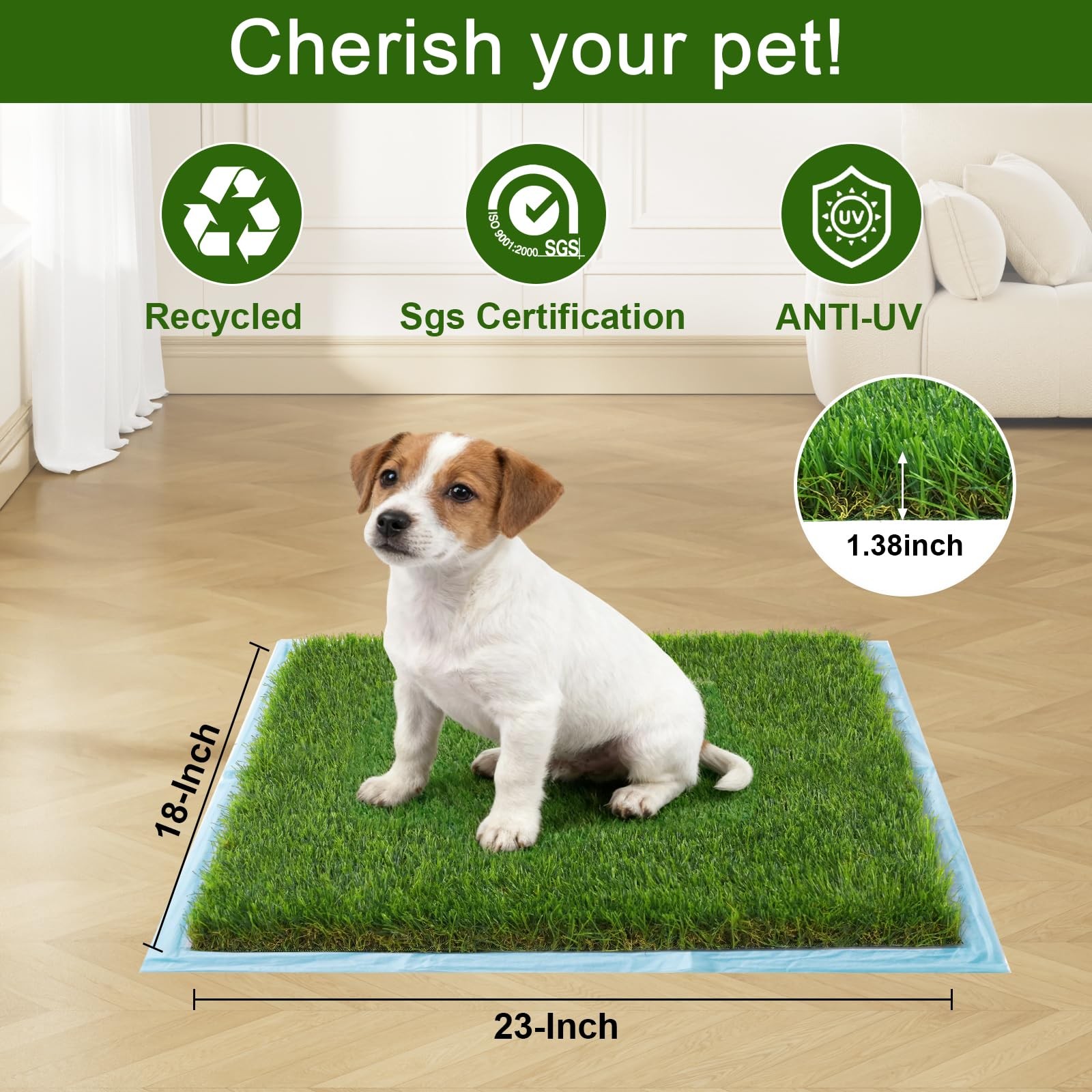 Washable Artificial Grass Pads for Dogs, 2-Pack 18×23 Inch Reusable Turf Mats…