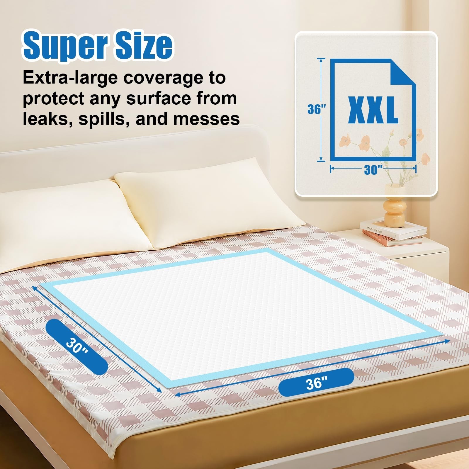VISRIE Bed Pads Disposable Adult 30” x 36” (50 Count), Super Absorbe