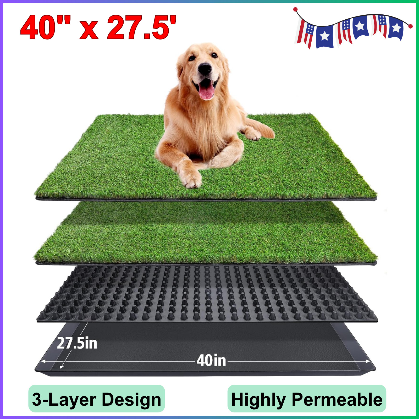 Indoor Puppy Dog Pet Potty Training Pee Pad Mat Tray Grass House Toilet W/ Tray