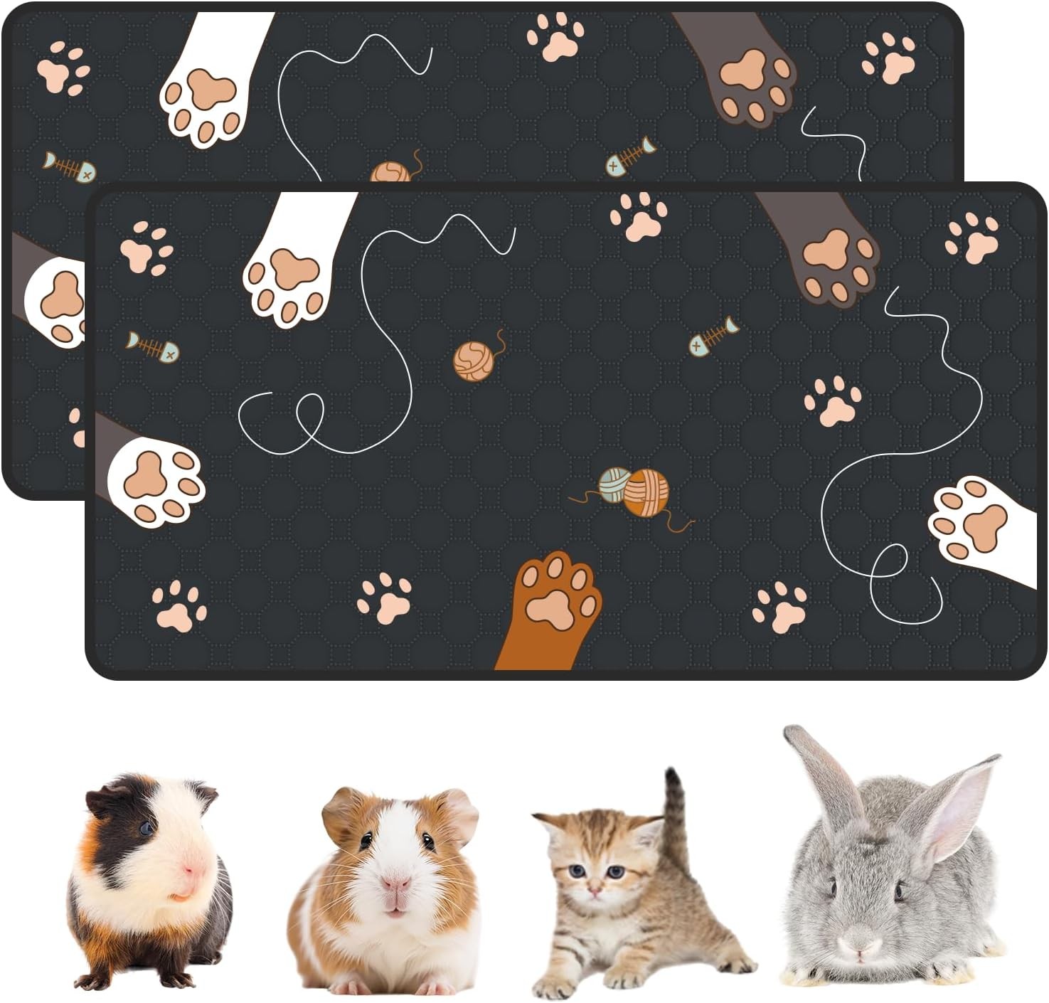 2-Pack Guinea Pig Cage Liner Washable, 24in x 47in Ultra-Absorbent Guinea Pig Be