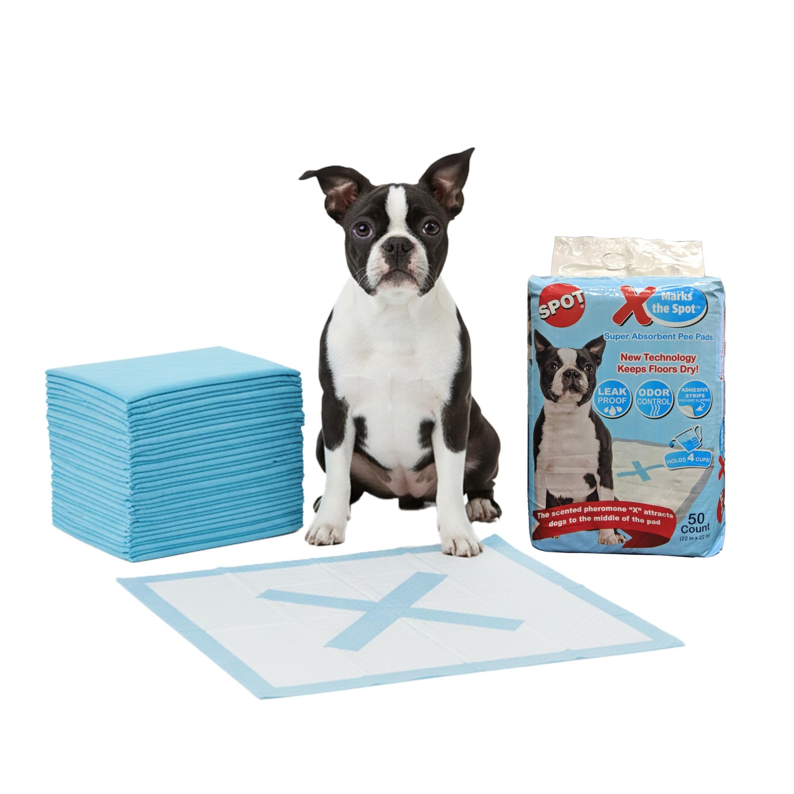 SPOT X Marks The Spot Extra Absorbent Puppy Pads with 50 COUNT, White