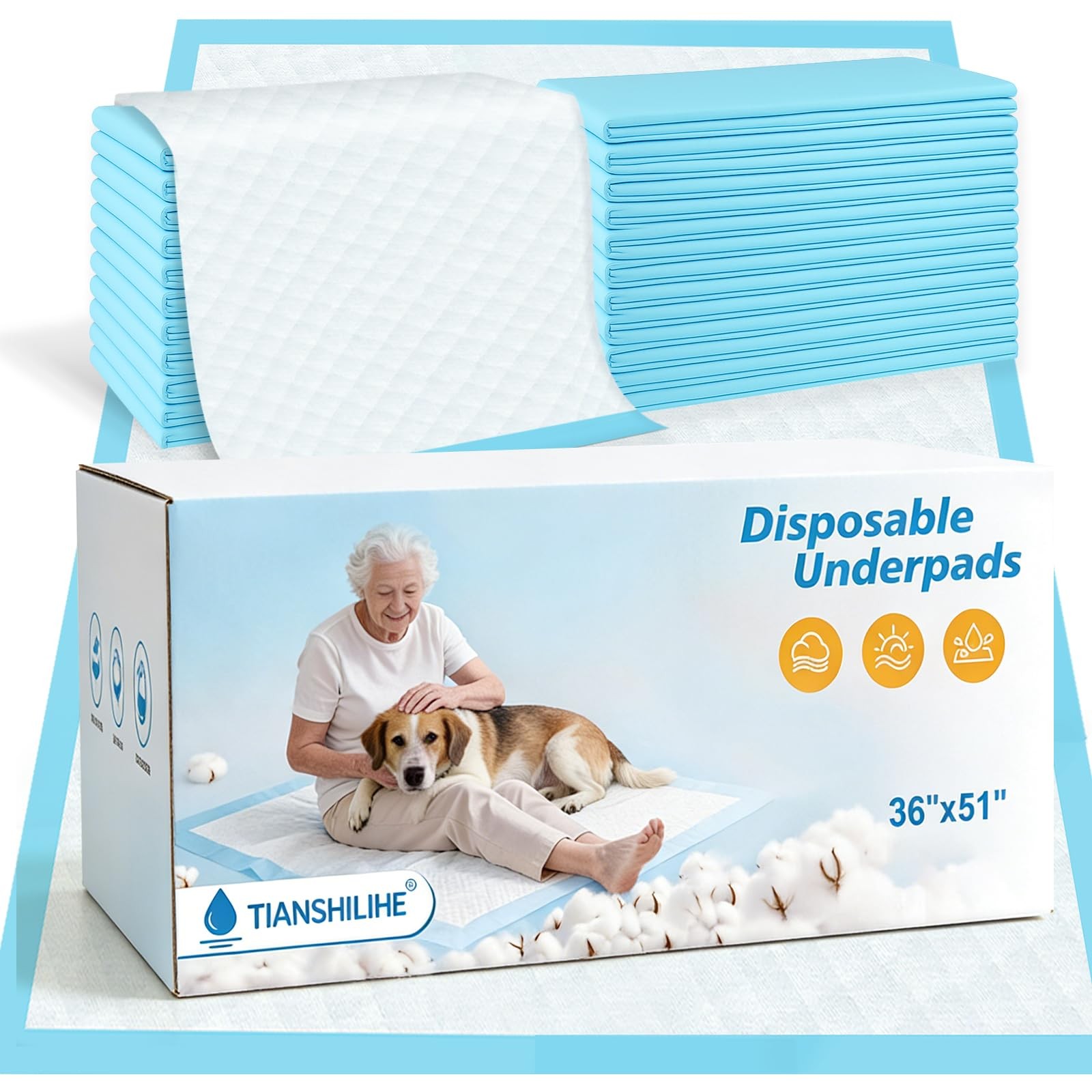 Puppy Pee Pads for Dogs 51″x36″ 40 Count, Extra Large Dog Pee Pads, XXXXL Lea…