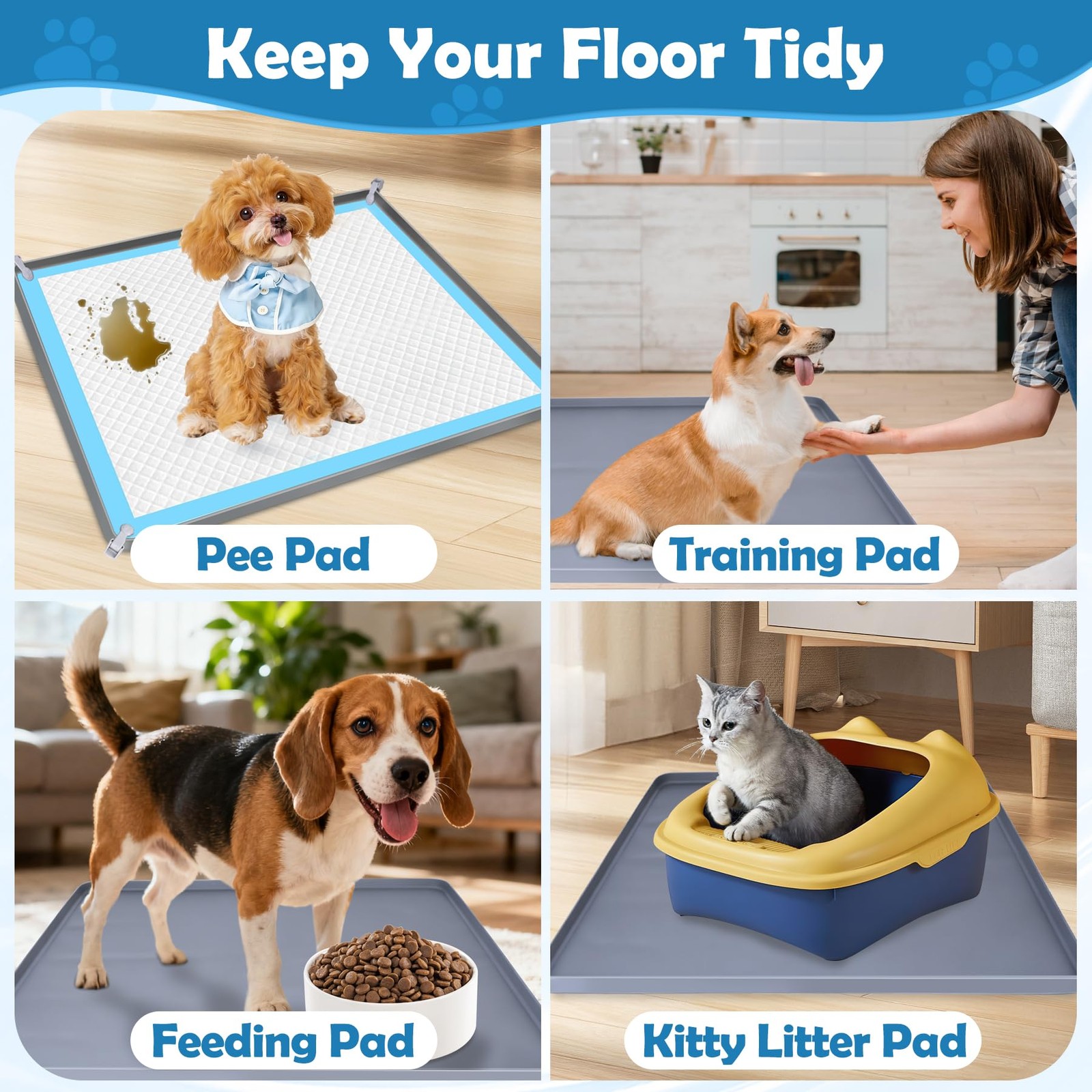 Dog Pee Pad Holder, Dog Potty Tray Silicone Puppy Pad Holder Tray Fits for 27…