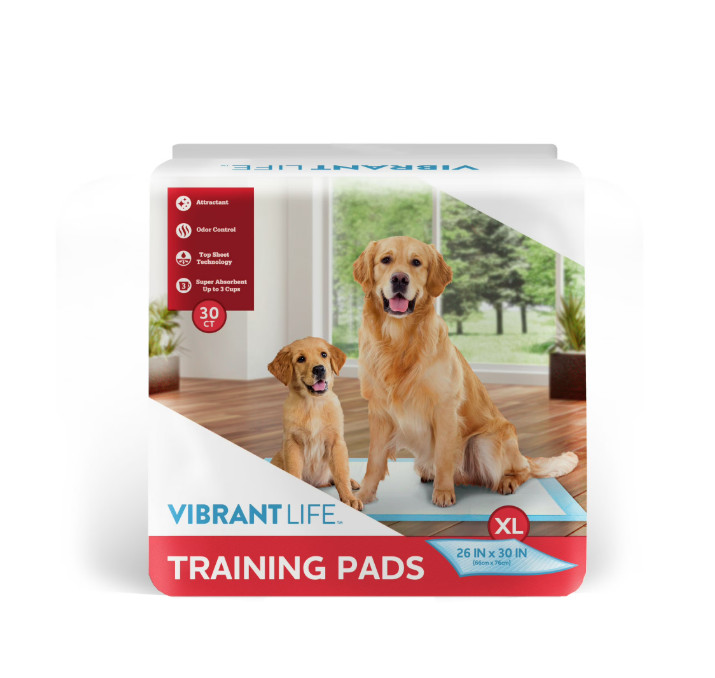 Vibrant Life Training Pads, XL, 26 in X 30 In, 30 Count