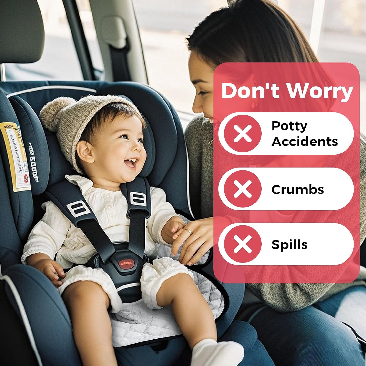 2 Pack Waterproof Piddle Pads, Potty Training Car Seat Protector & Reusable Line