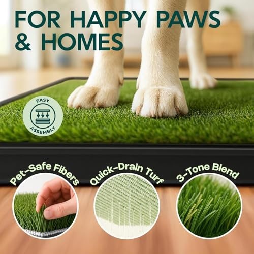 Dog Grass Pad with Tray 23x35in Artificial Turf Potty Training for Dogs