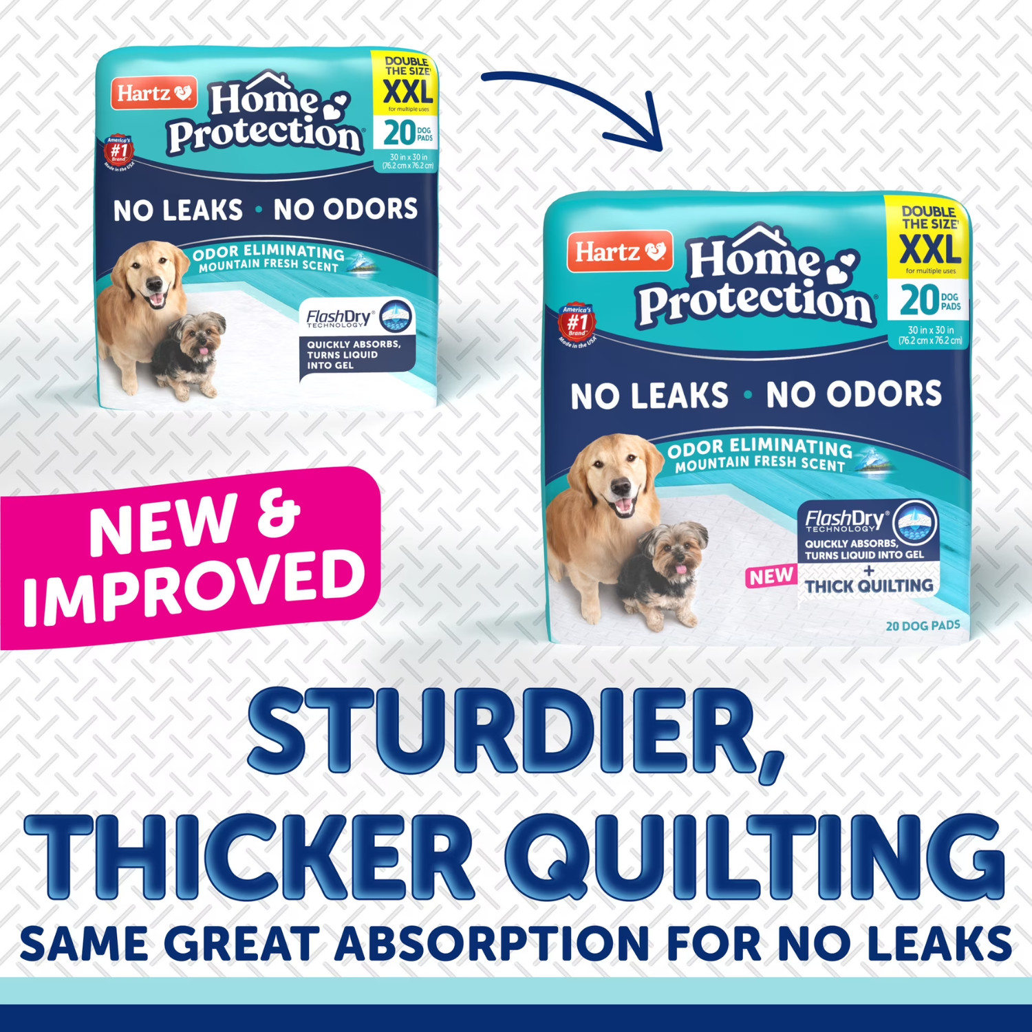 2 Pack Hartz Dog Pads 2XL 30×30 20Ct Mountain Fresh Odor Control Leak Training
