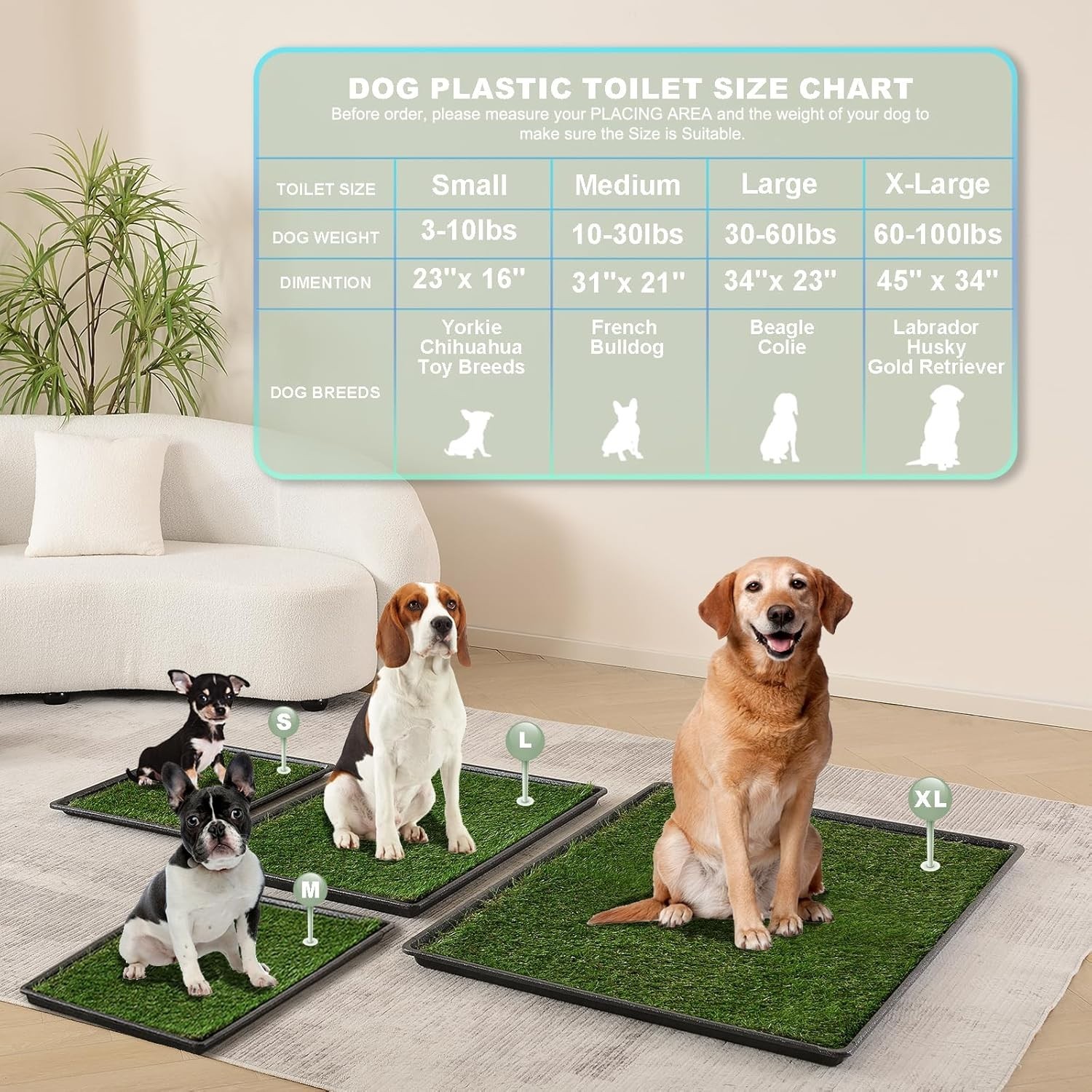 HQ4us $189 Extra Large 45×34 Dog Grass Pad Tray-4 Layer-Hemmed Edge-Pee Potty