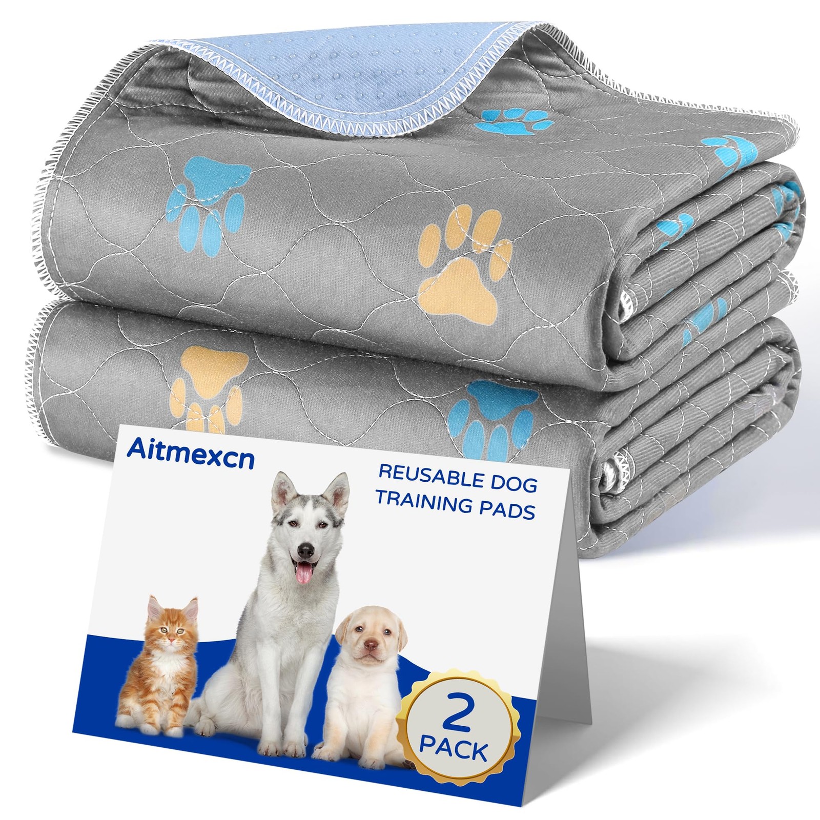 Washable Pee Pads for Dogs, 4 Pack Reusable Puppy Training Pads, Absorbent, L…