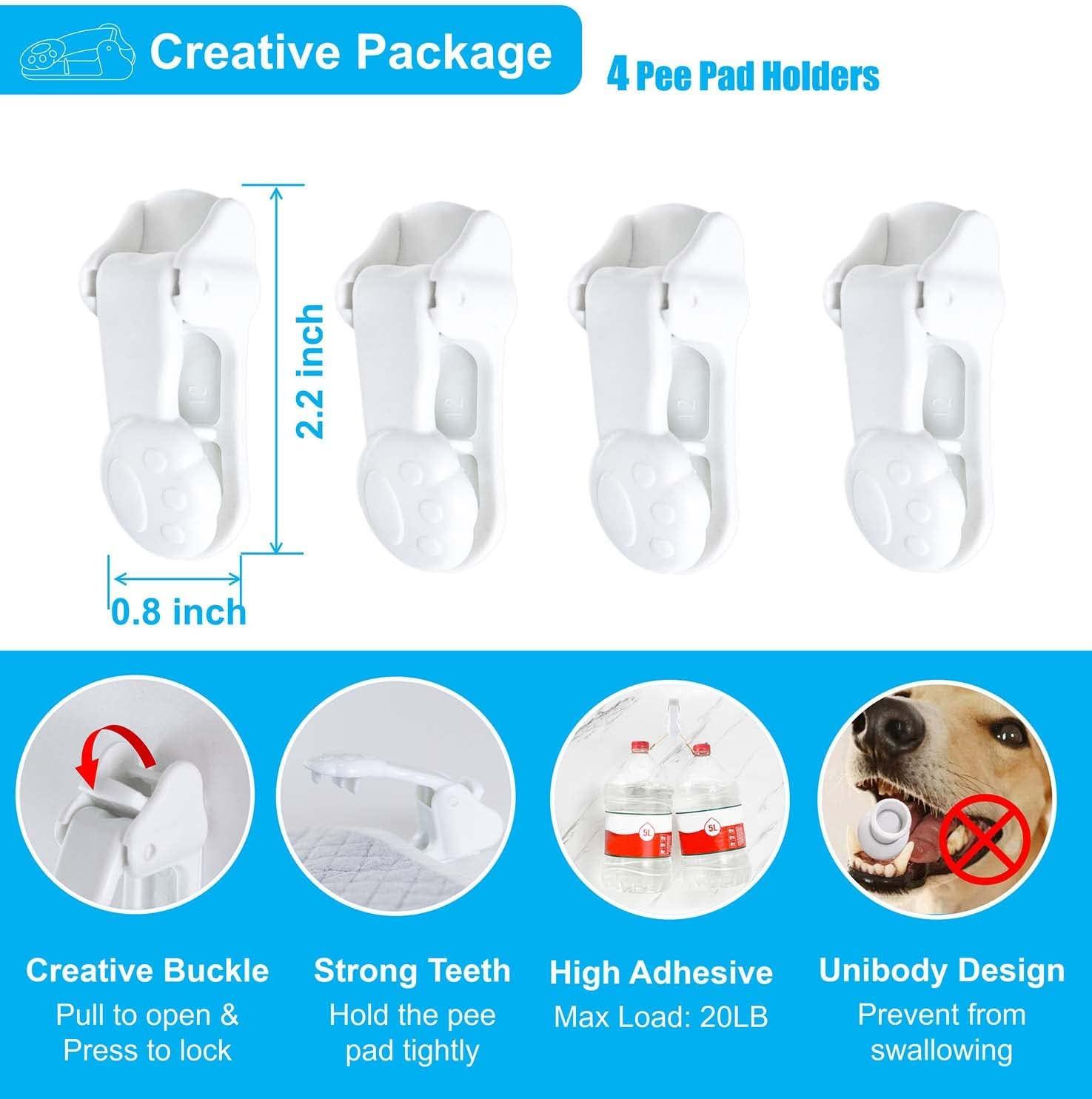 Dog Pee Pad Holder with Walls (4 Pack) for Small & Large Size Wee Wee Pad, Indoo