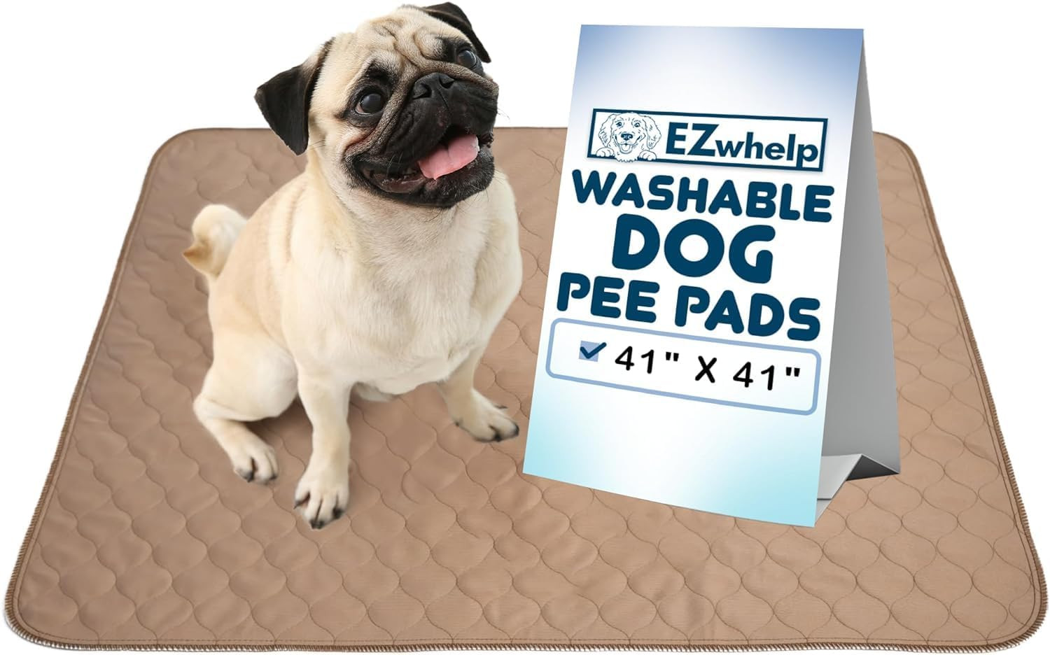 Reusable Dog Pee Pad, Waterproof Mat for Dogs and Puppies, 41″X41″ W/ Grommets