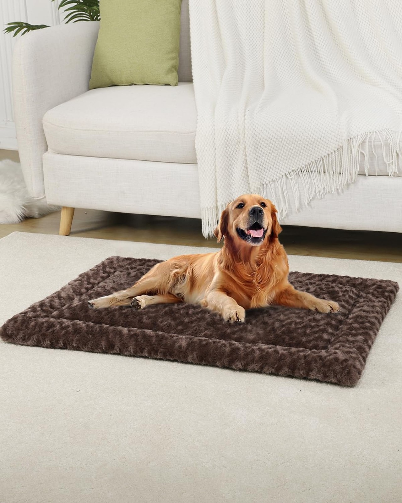 Exsnugy Washable Dog Bed Mat Large Size Fluffy Pet Crate Pad 42×28 XL | Non-S…