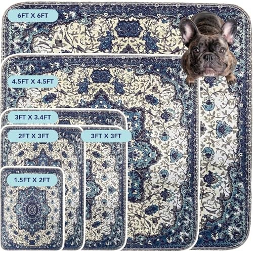 Washable Pee Pads for Dogs and Cats – 36 x 36 Inch (Pack of 2) Blue Medallion