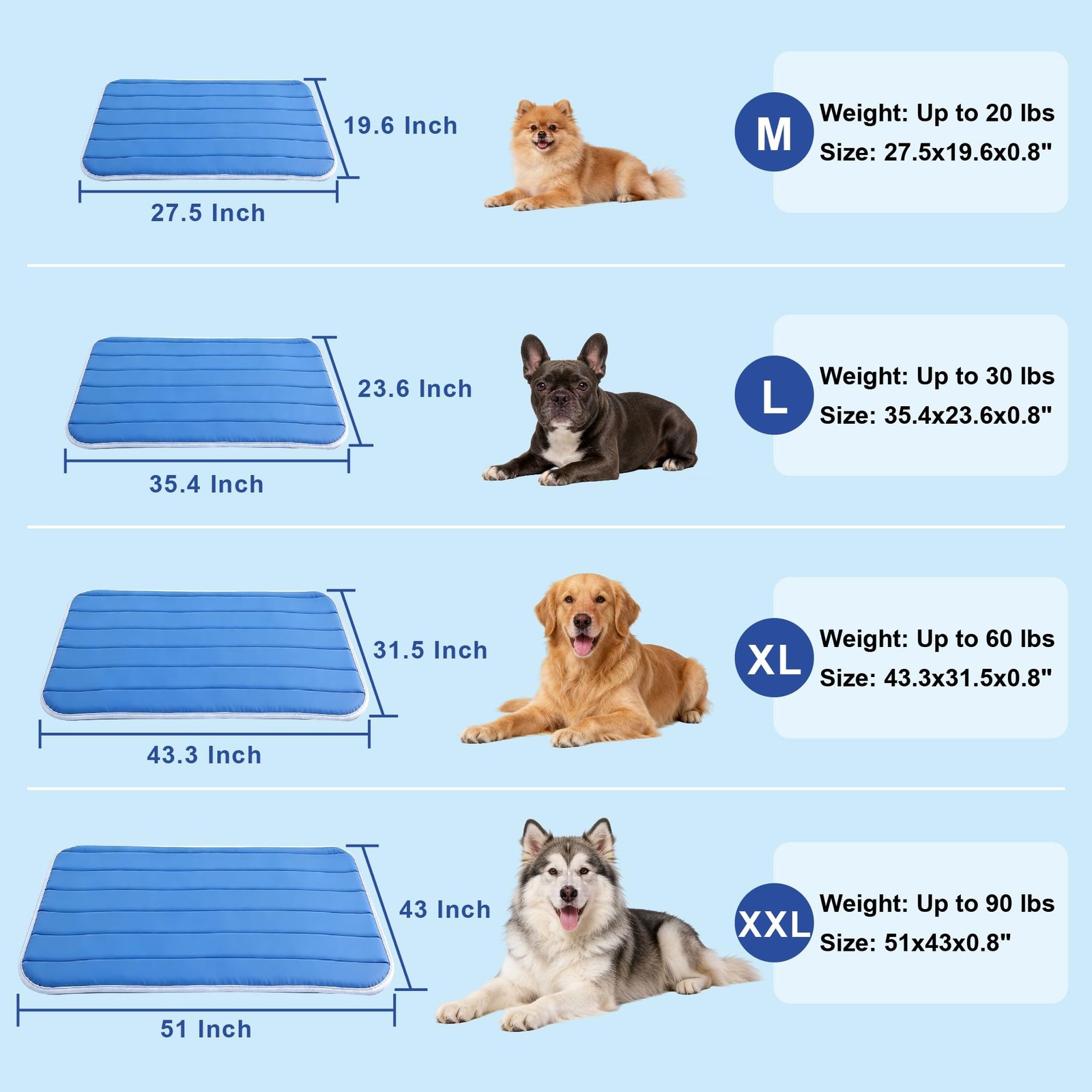 Dog Cooling Mat, Soft Fabric Cooling Mat for Dogs, Foldable Crate Pet Bed & N…