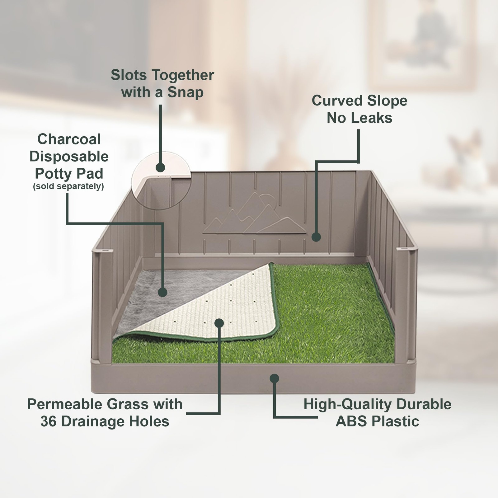 Dog Grass Pad with Tray, Indoor Dog Potty, Litter with High Walls, Artificial…