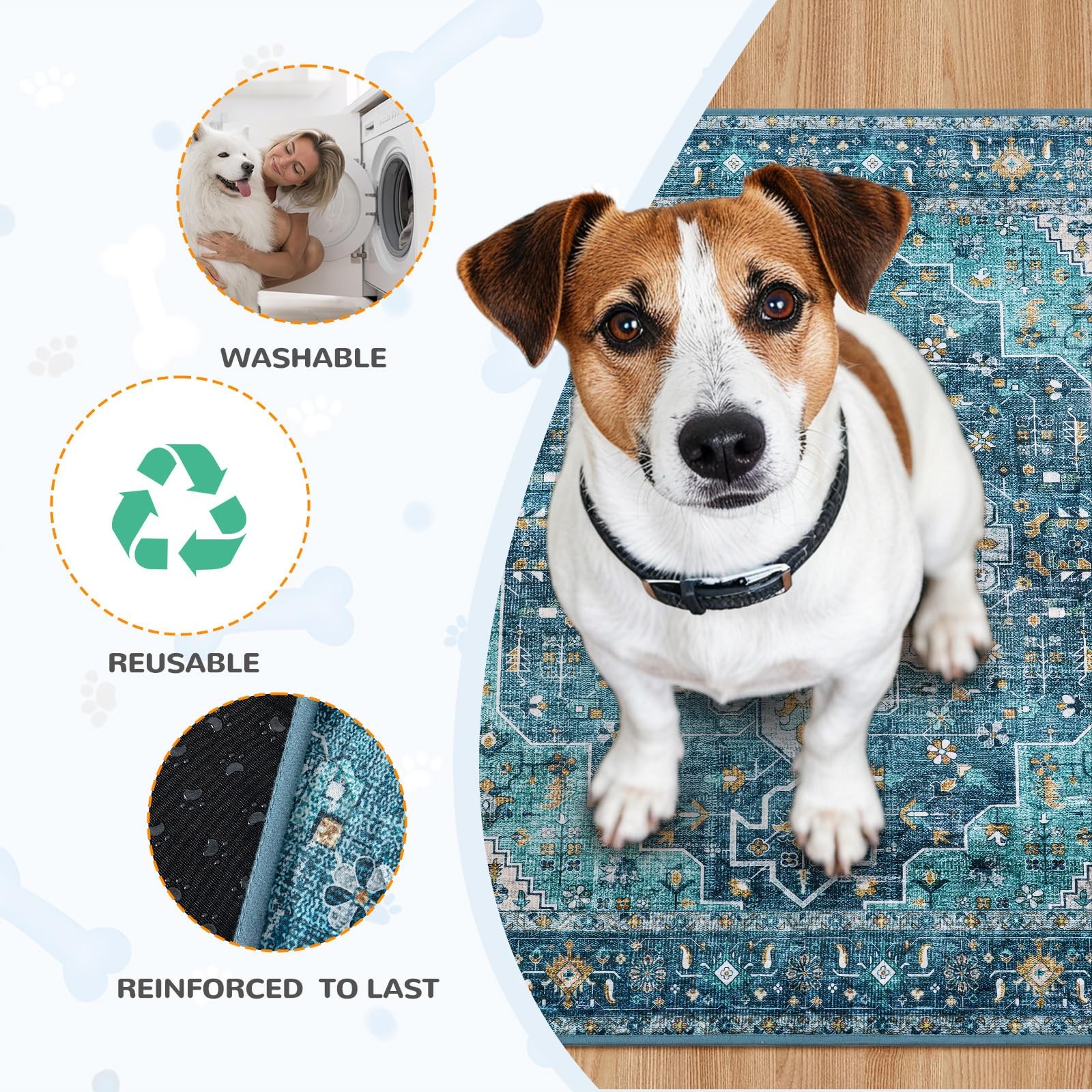 2 PCS Blue Washable Pee Pads For Dogs 36×36 Inch Super Absorbent Leakproof