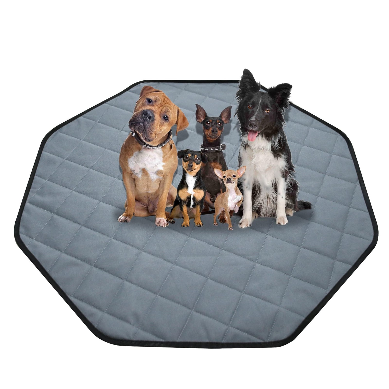 Washable Pee Pads for Dogs, 24″ Pet Playpen Mat Octagon 8 Panels Puppy Pads f…
