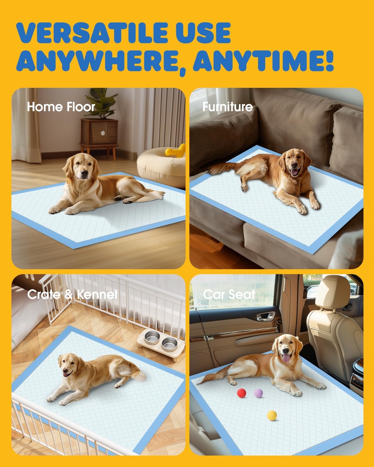 50-Pack Extra Large Puppy Pads 34″x28″ – Leakproof, Quick-Dry, High Absorbency D