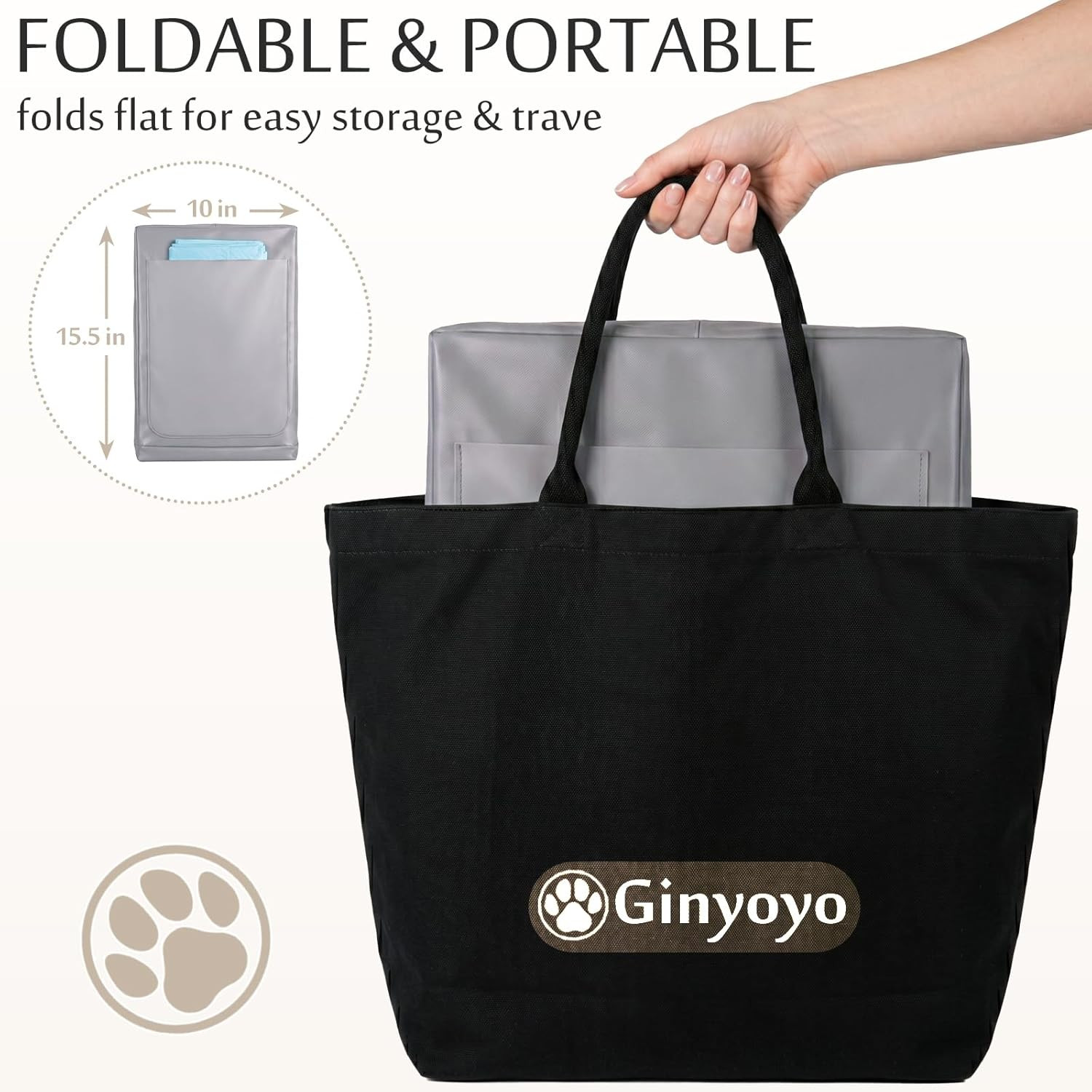 Dog Litter Box with High Walls, Foldable Pee Pad Holder, 33×22×16″ | Waterproof
