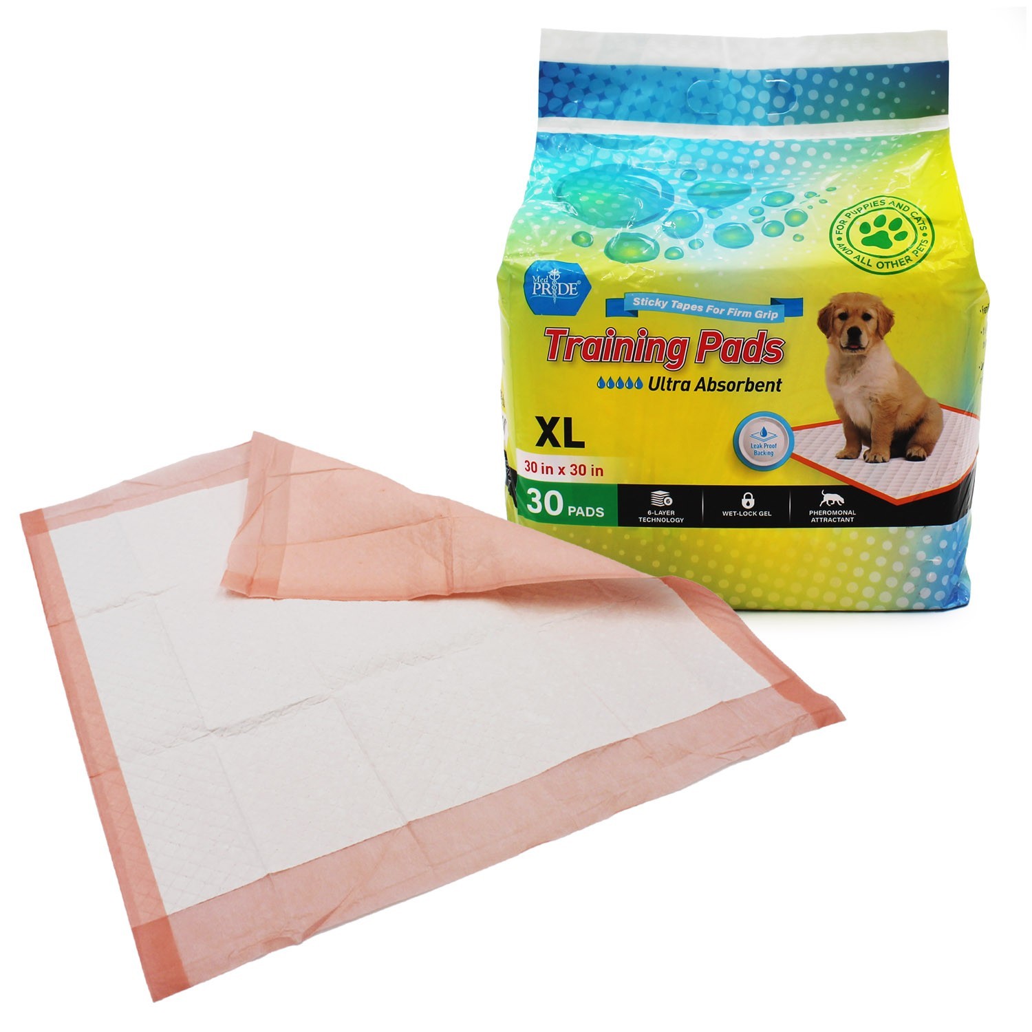 MEDPRIDE Dog Training Pads 30×30 Ultra Absorbent Leakproof Puppy pee Pads 150 Ct