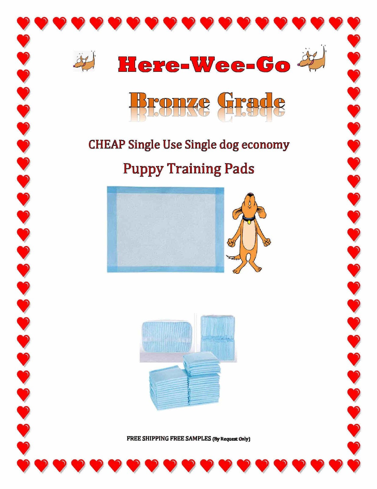 CHEAP PUPPY PADS Lightweight Med Grade 17×24-23×24-30×30″ 3-Ply Puppy Pads