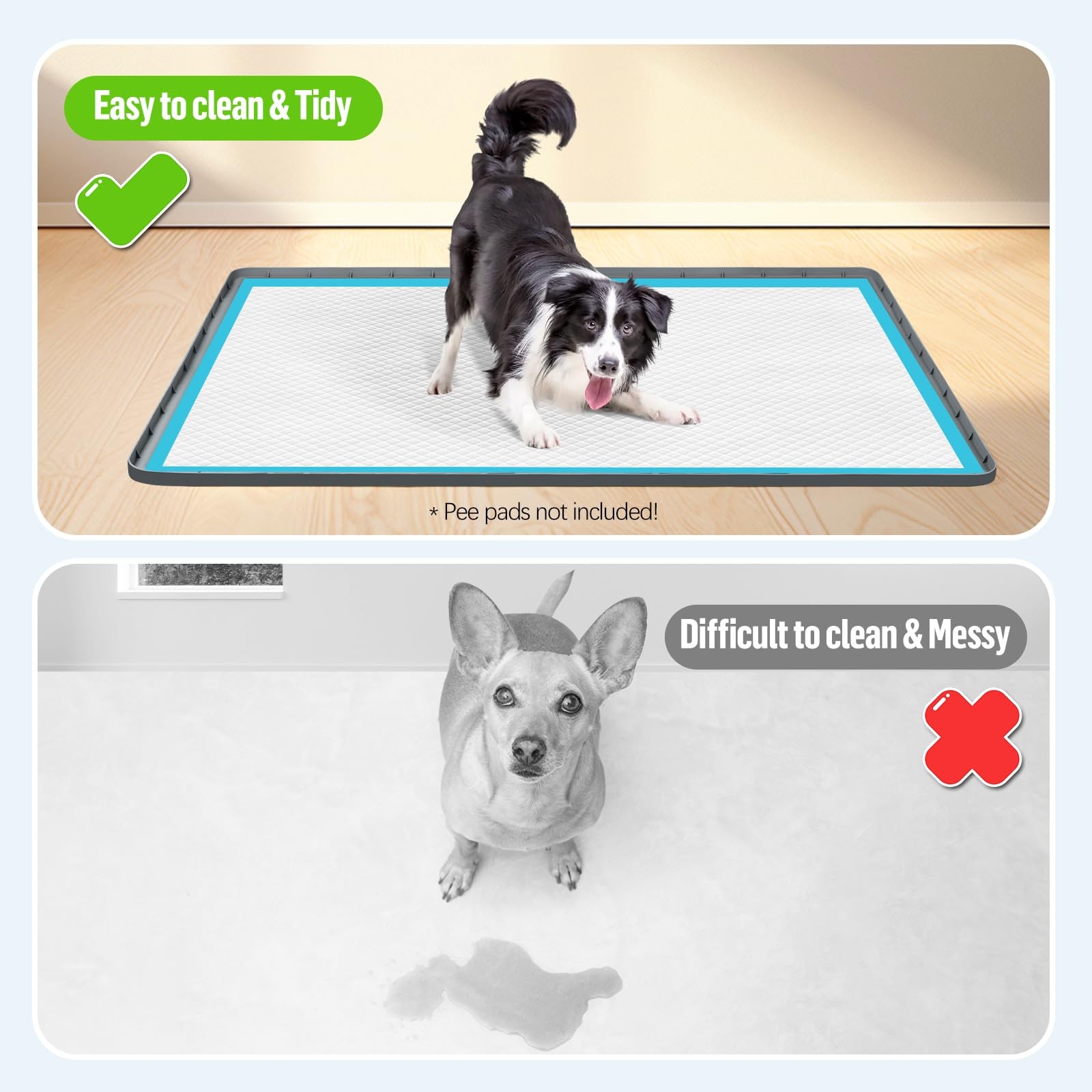 Pee Pad Holder for Dogs 50”x35” Silicone Puppy Pee Pad Tray, Dark Grey | Ex…