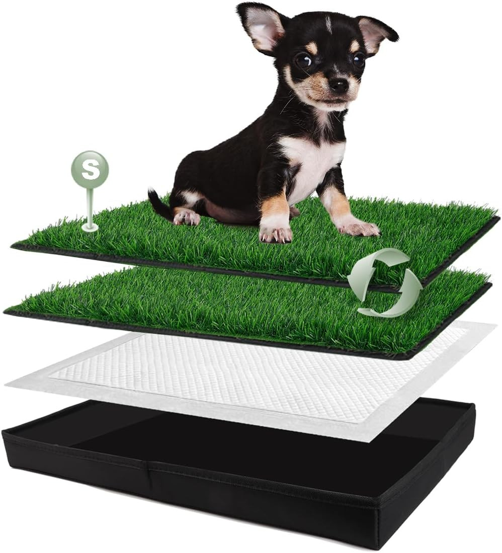 Dog Grass Pad with Foldable Dog Litter Box, Small Liner Base (23”×15”) for Balco