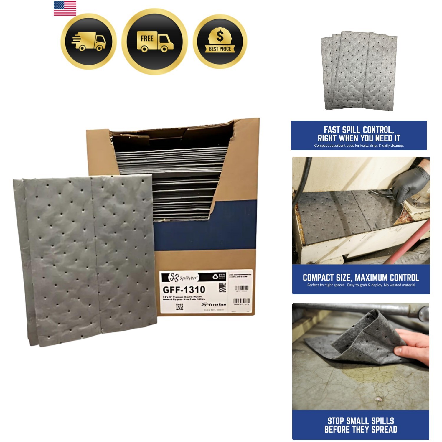Universal Heavy Duty Absorbent Pads for Professional Tasks | 13″ x 10″, Three…