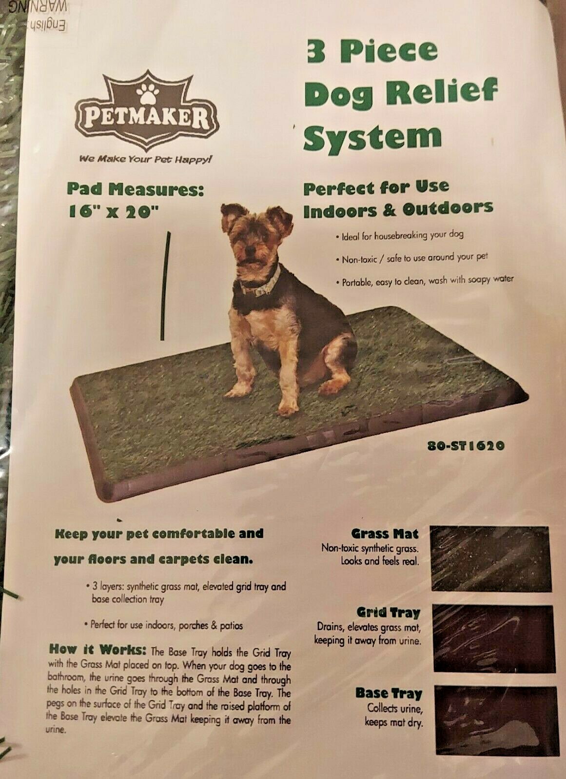 New in Box: Petmaker Three-Part Indoor/Outdoor Dog Relief System 16×20