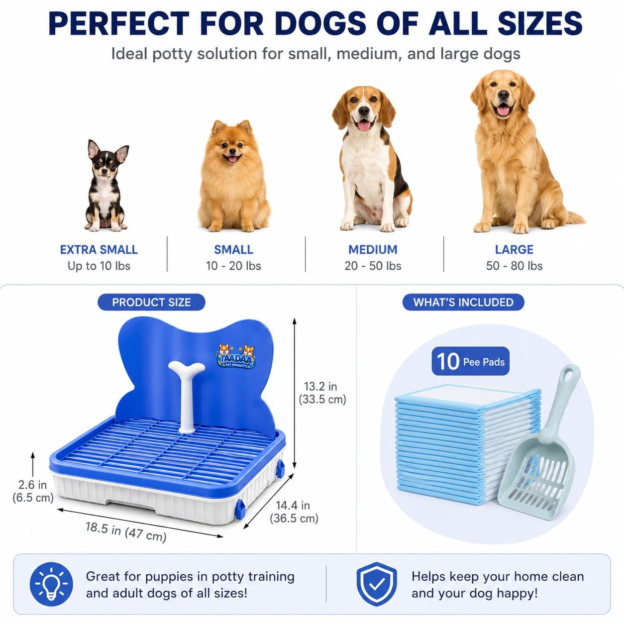 Dog Potty Training Tray with Splash Guard, Reusable Puppy Toilet with 10 Pee …
