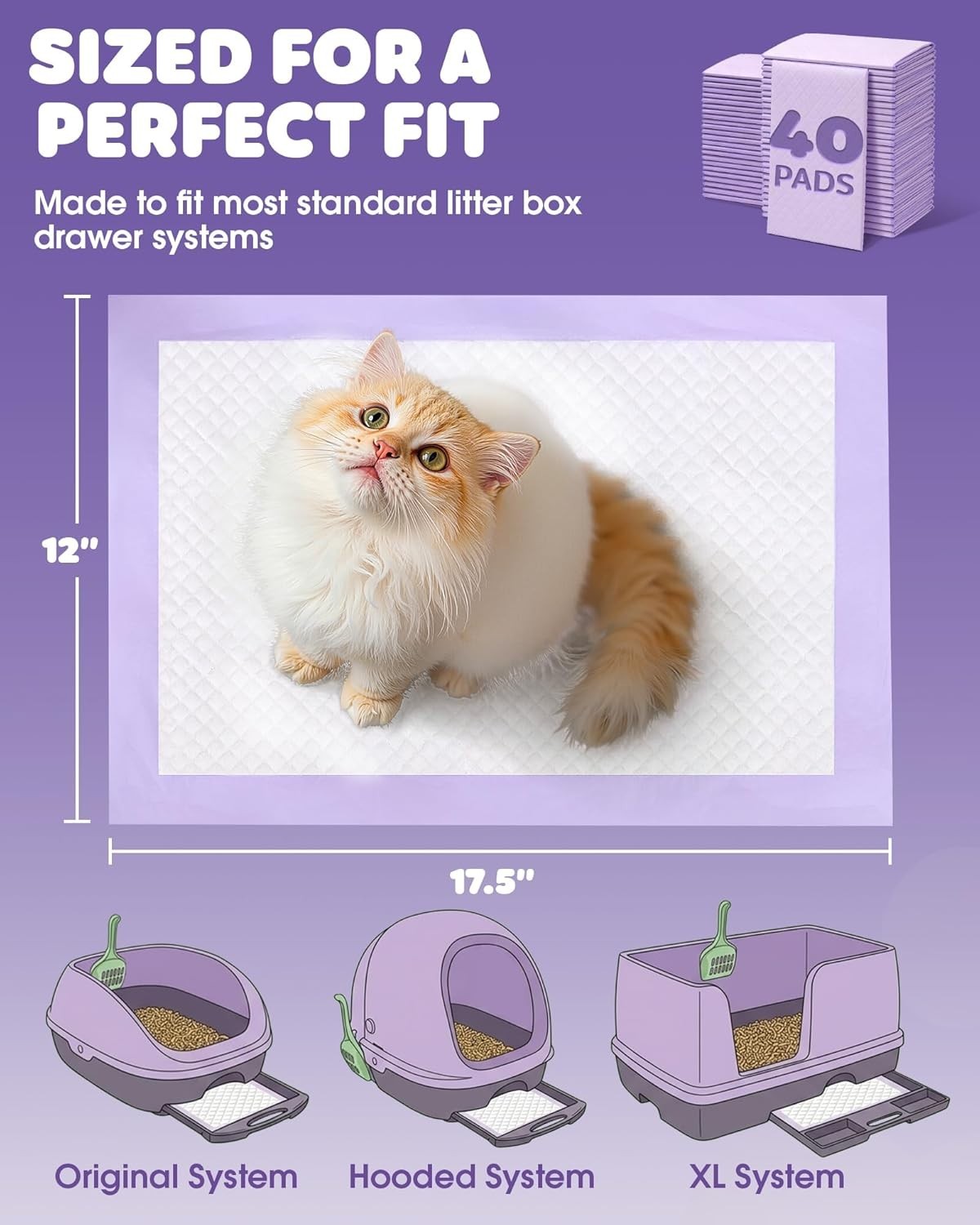 Cat Pee Pads for Breeze Litter Box 40 Count Leak Resistant Fresh Scent