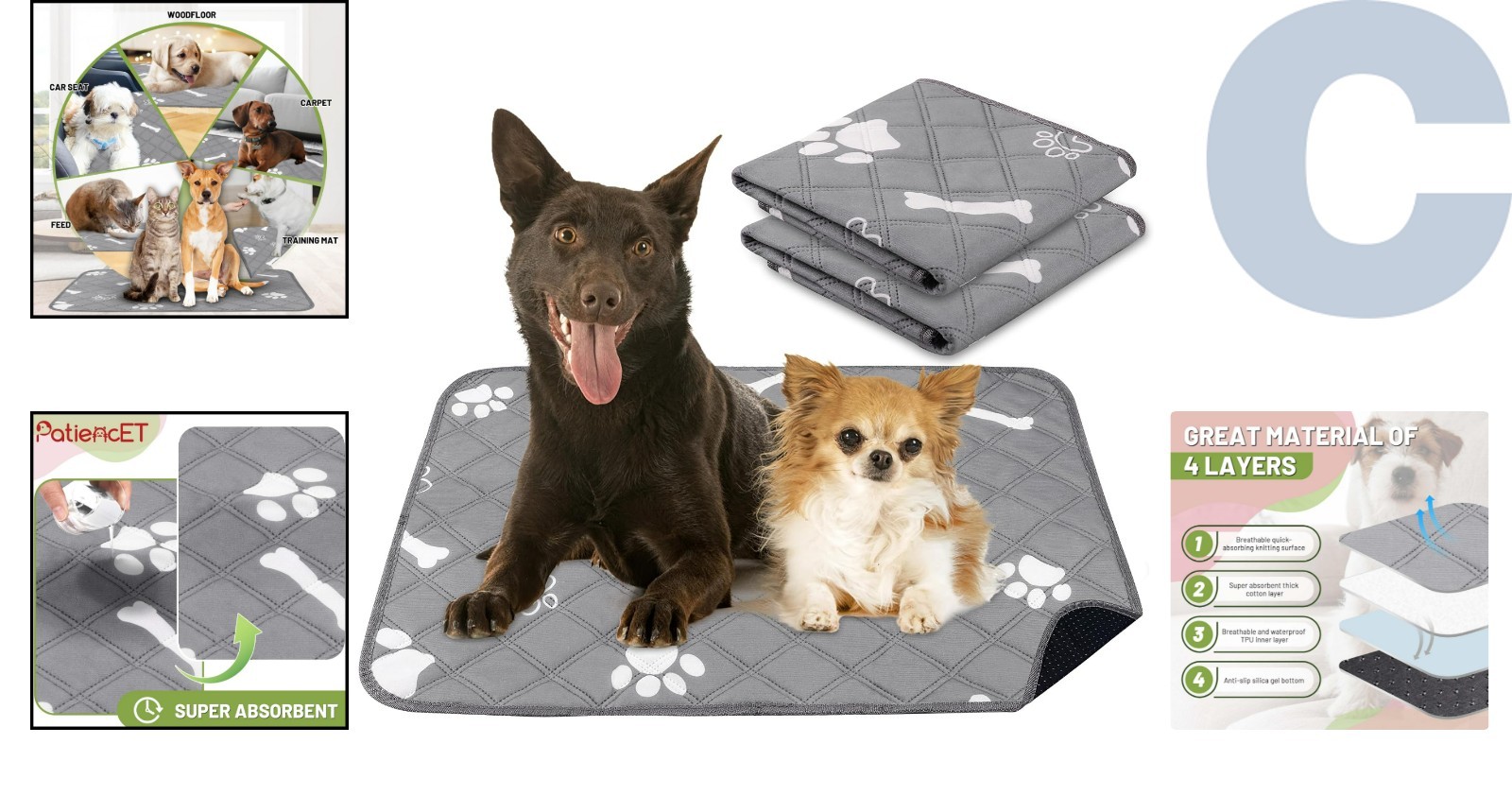 Eco-Friendly 18″ x 24″ Reusable Puppy Pads, Super Absorbent and Easy to Clean
