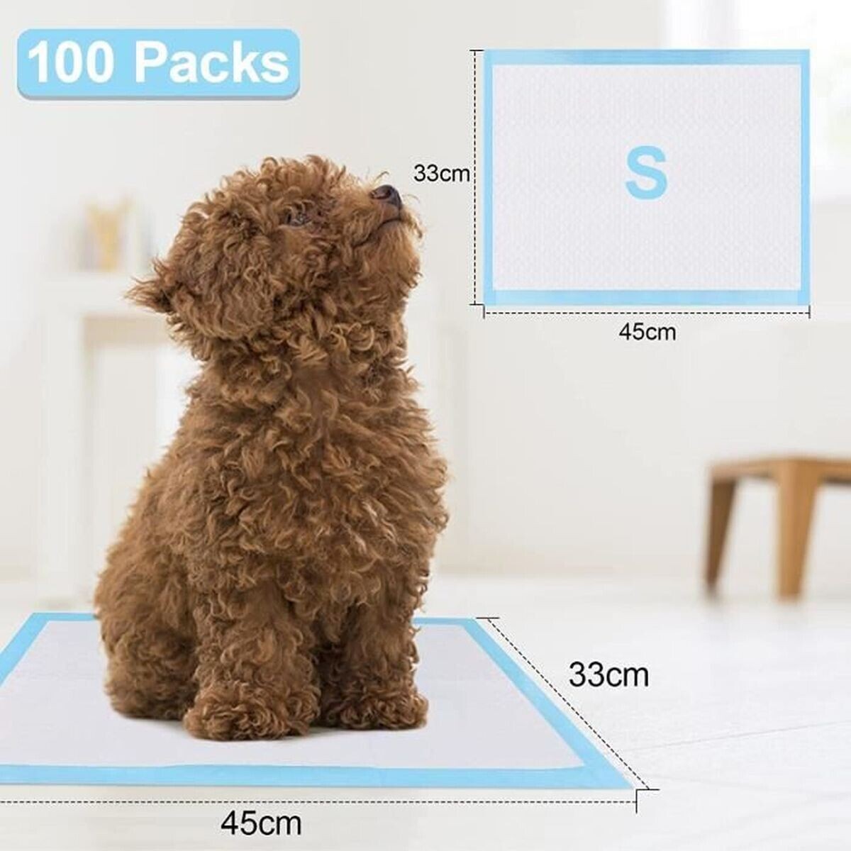 Pack of 100 Puppy Training Pads Absorbent Pad Waterproof Bottom Layer