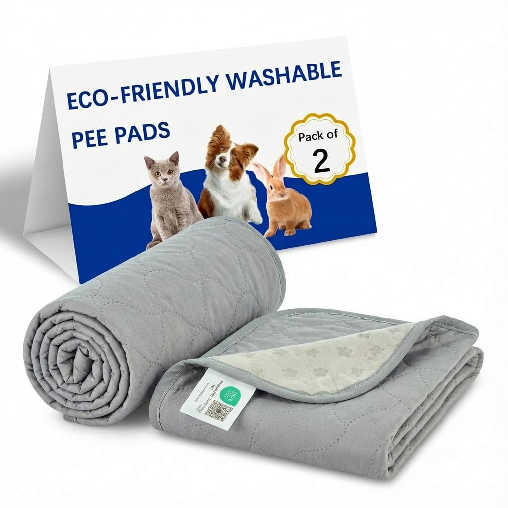 Gentle Purr Large Washable Pee Pads for Dogs 36″ x 36″, 2 Pack Reusable Puppy…