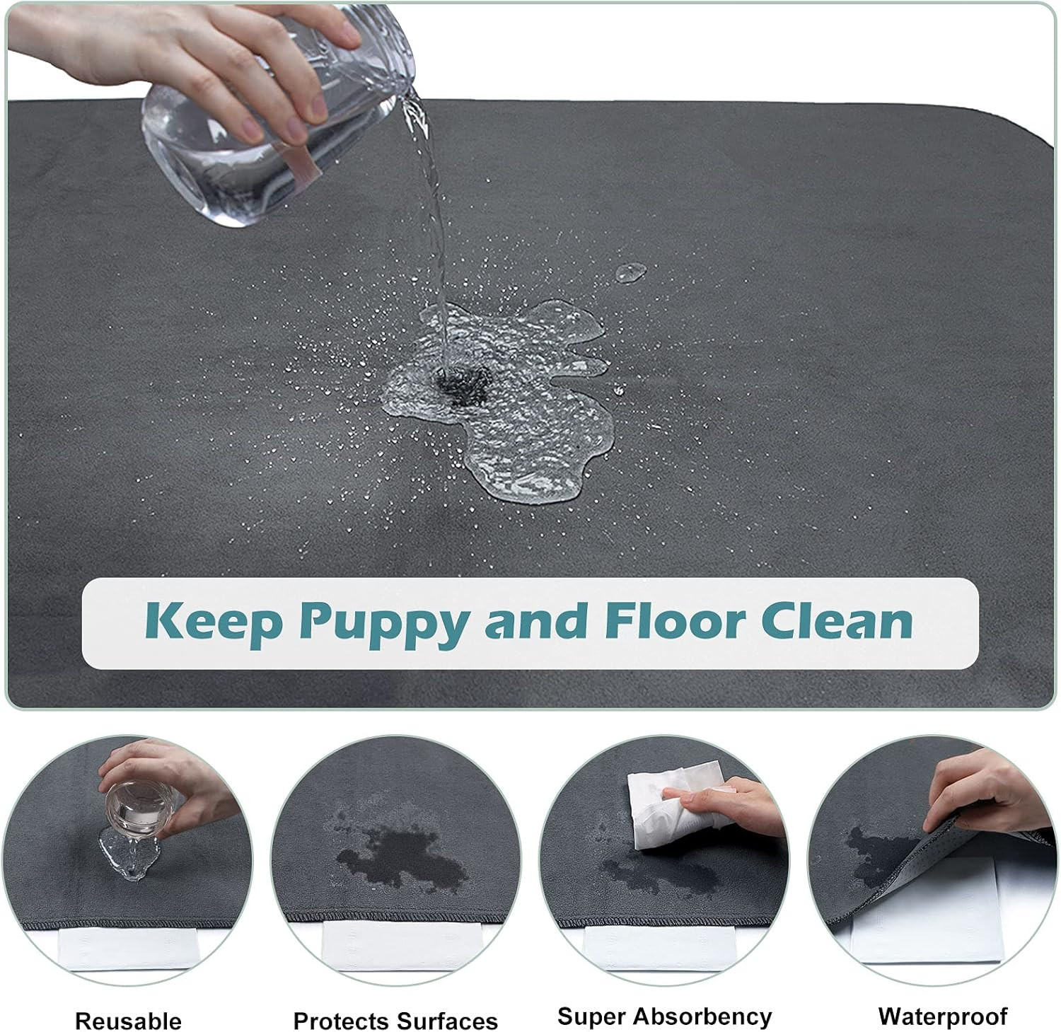Washable Pee Pads for Dogs 72″X72″ Reusable Dog Pads Extra Large Upgrade Non-Sli