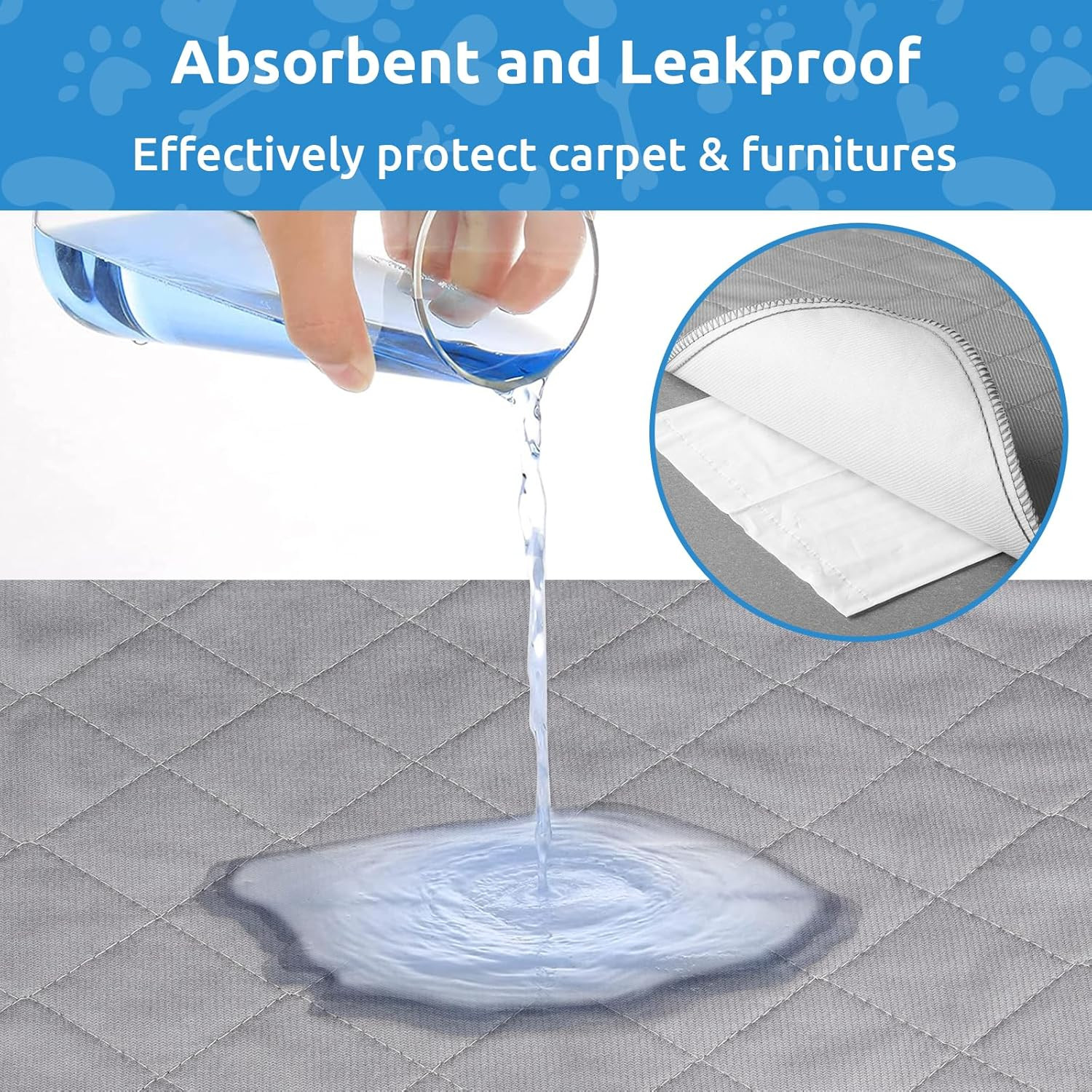 Washable Puppy Dog Pee Pad, 34″ X52″ Waterproof Whelping Training Pet Mat for Pl