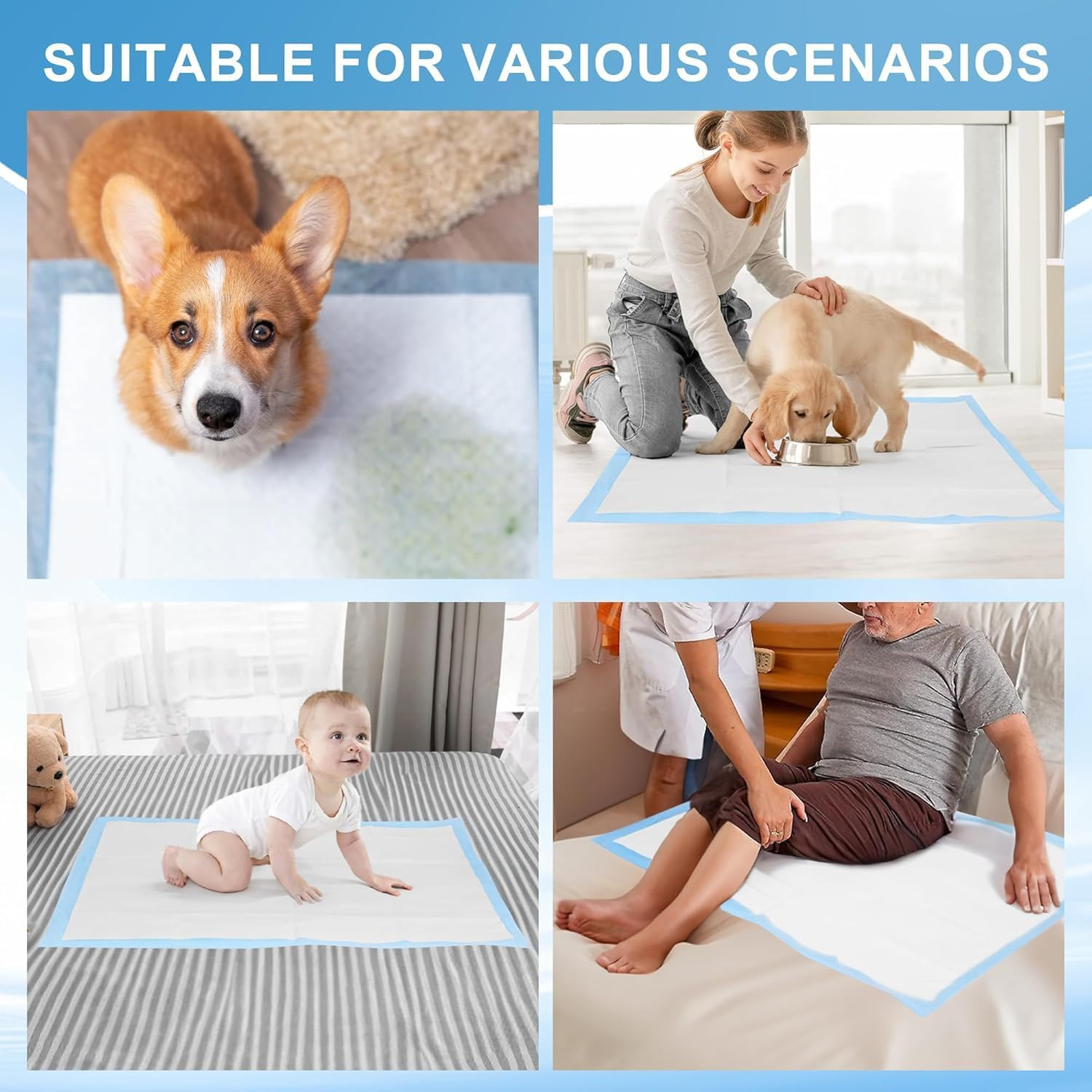 Puppy Pads Extra Large 36″X51″ 40 Count, Pee Pads for Dogs & Cats, Disposable Th