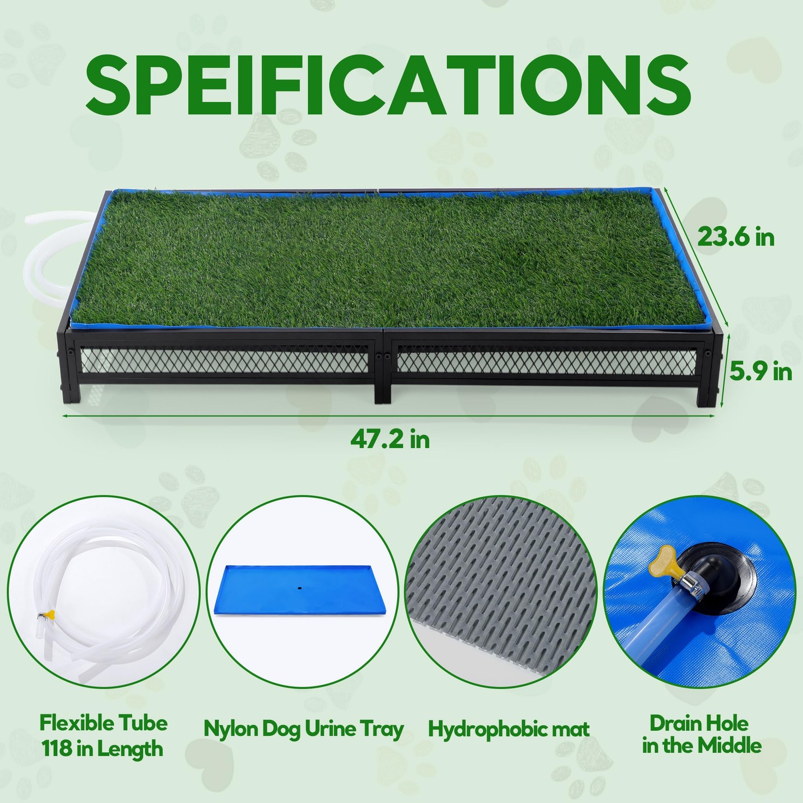 Porch Potty for Dogs with Drain Artificial Grass Pet Tray