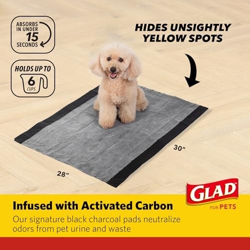 30 Count Pet Supplies Glad for Pets Extra Large Charcoal Dog Training Pads – Abs