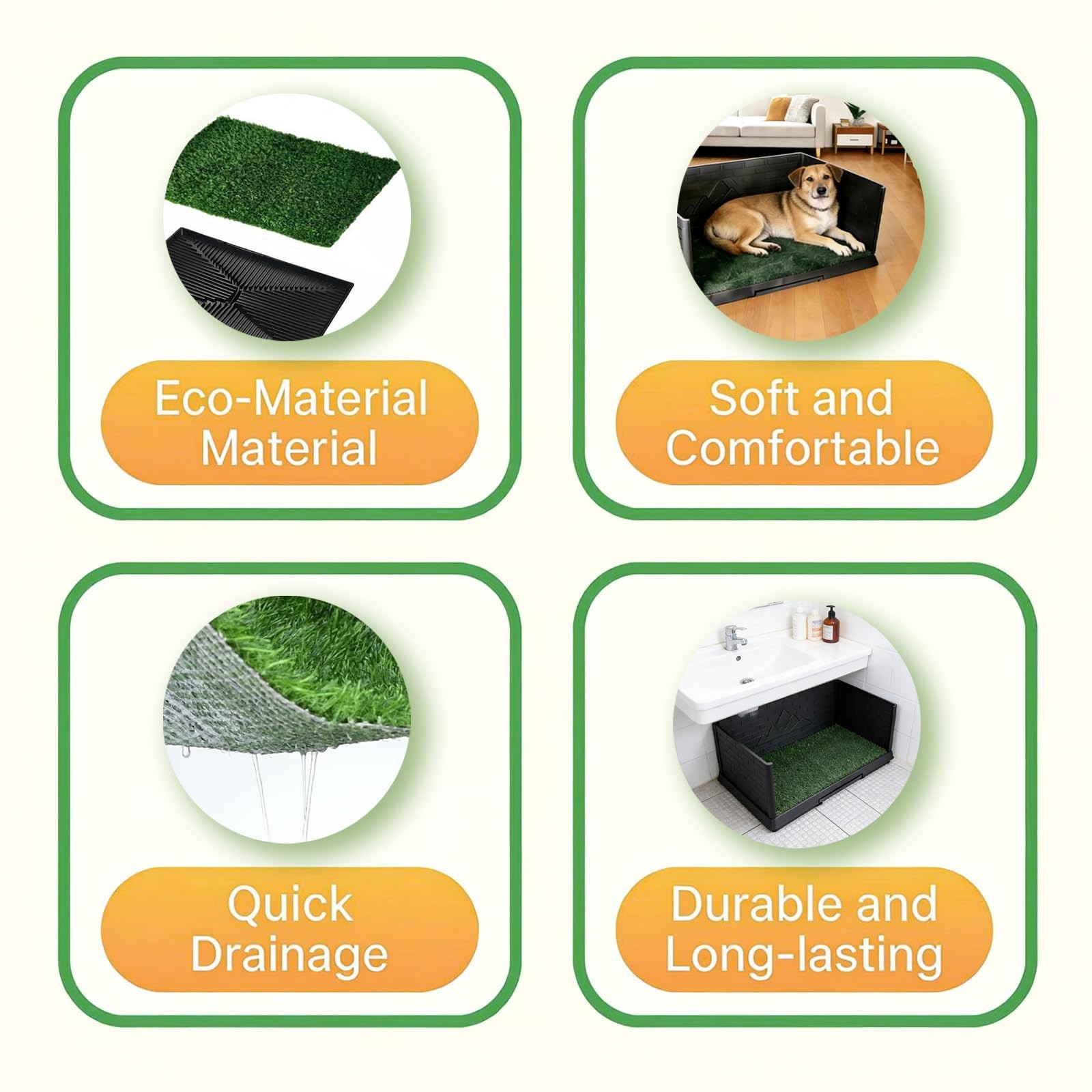 Dog Grass Pad Large 30″×20″ Reusable Pee Baffle for Small & Medium Dogs