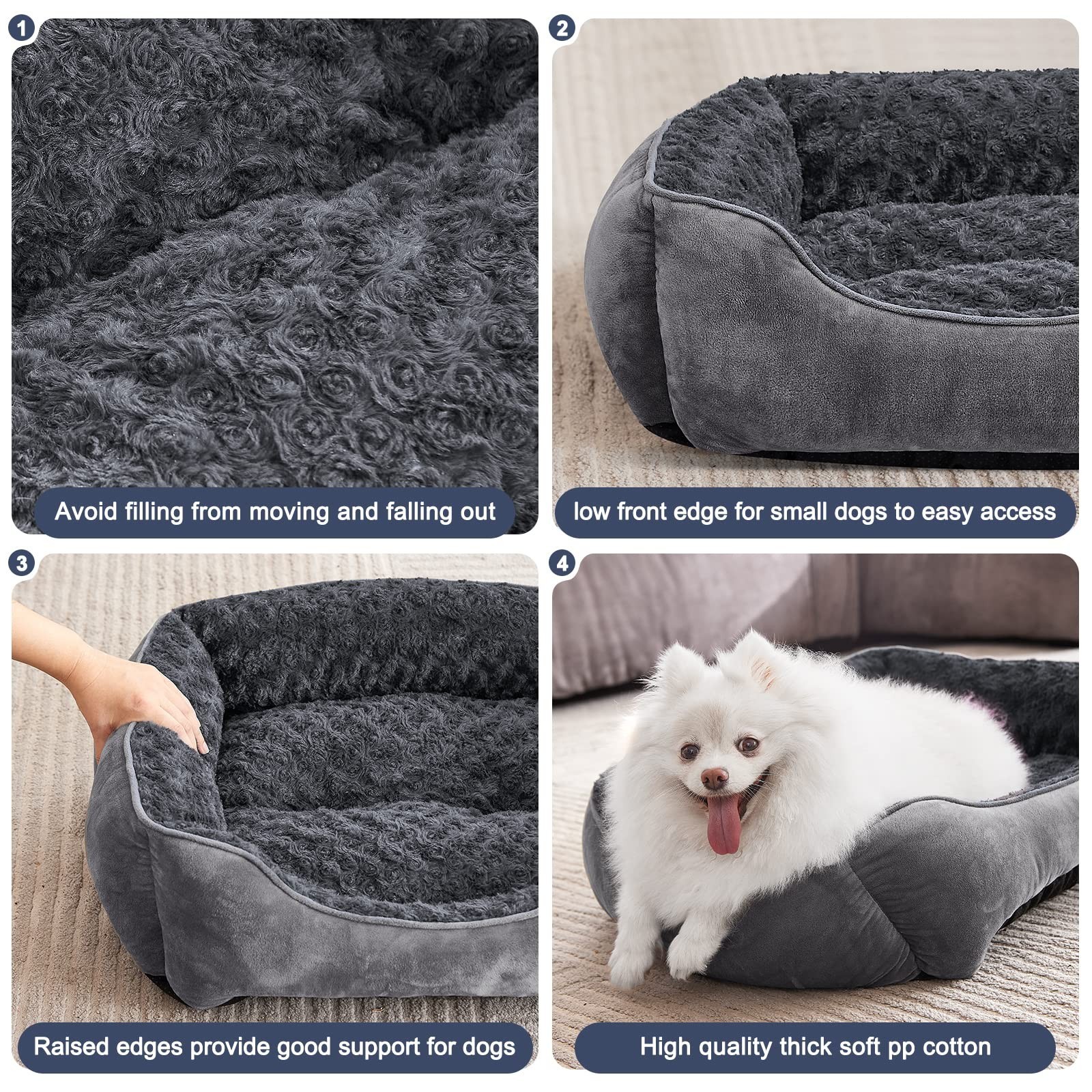 JOEJOY Rectangle Dog Bed for Large Medium Small Dogs – Washable Orthopedic So…