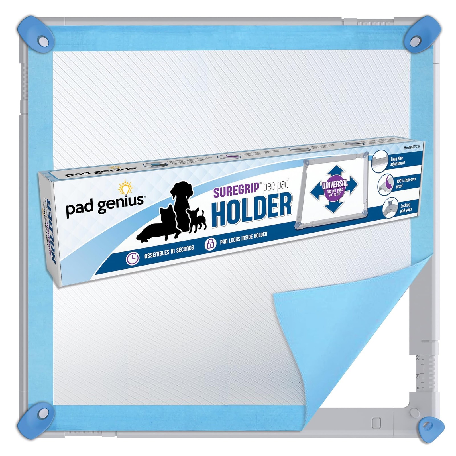 Patented SureGrip Pee Pad Holder | Fits All Common Sizes, Built-in Grips, Sec…