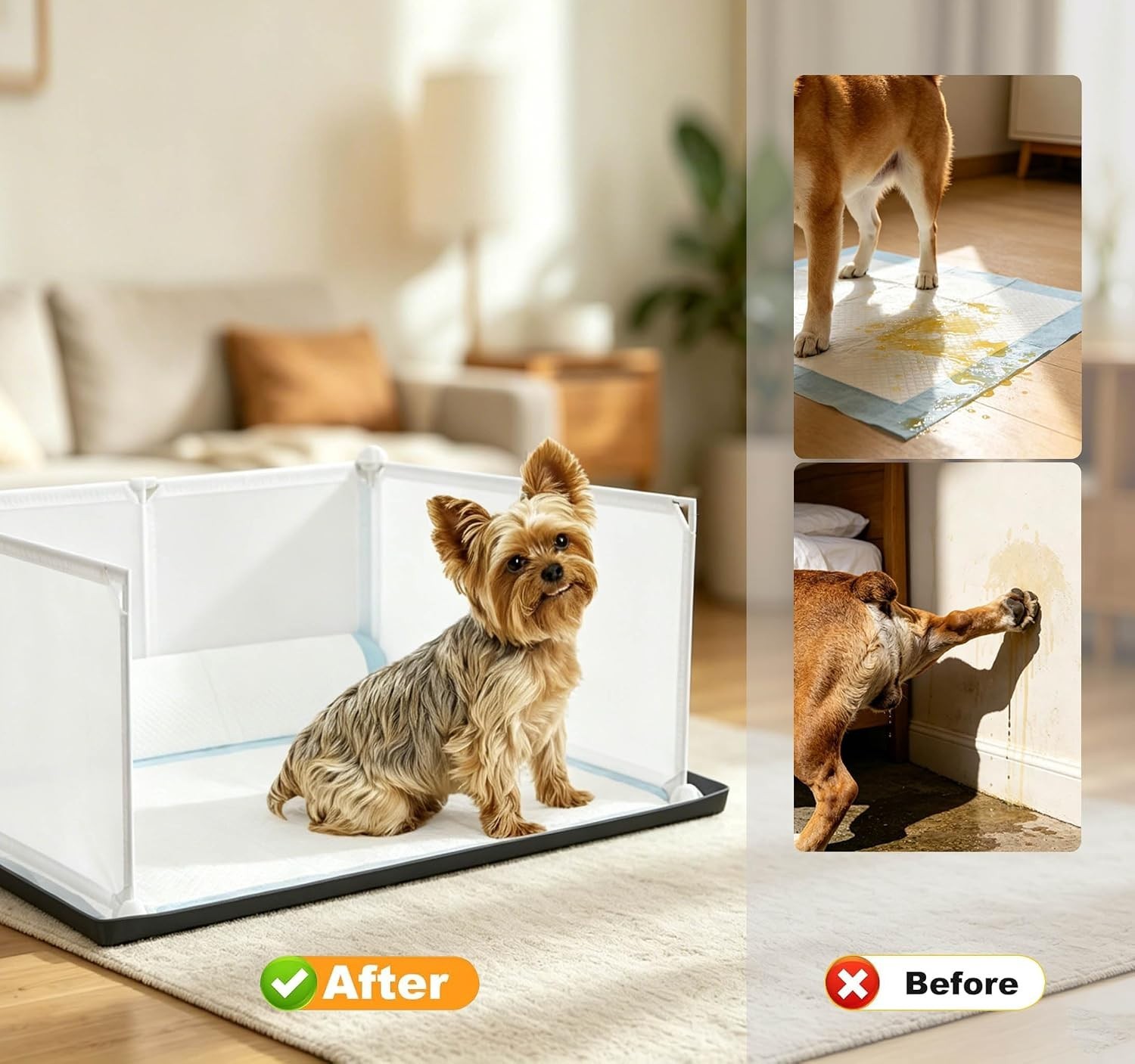 Customizable Dog Pee Pad Holder Tray with Splash Guard – Perfect for Training