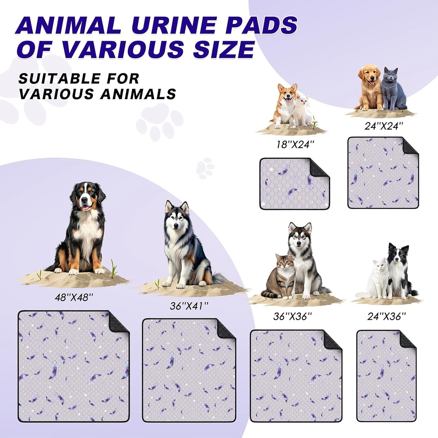 Washable Pee Pads for Dogs, 2Pack Reusable Puppy Pads, Super Absorbent & Leakpro