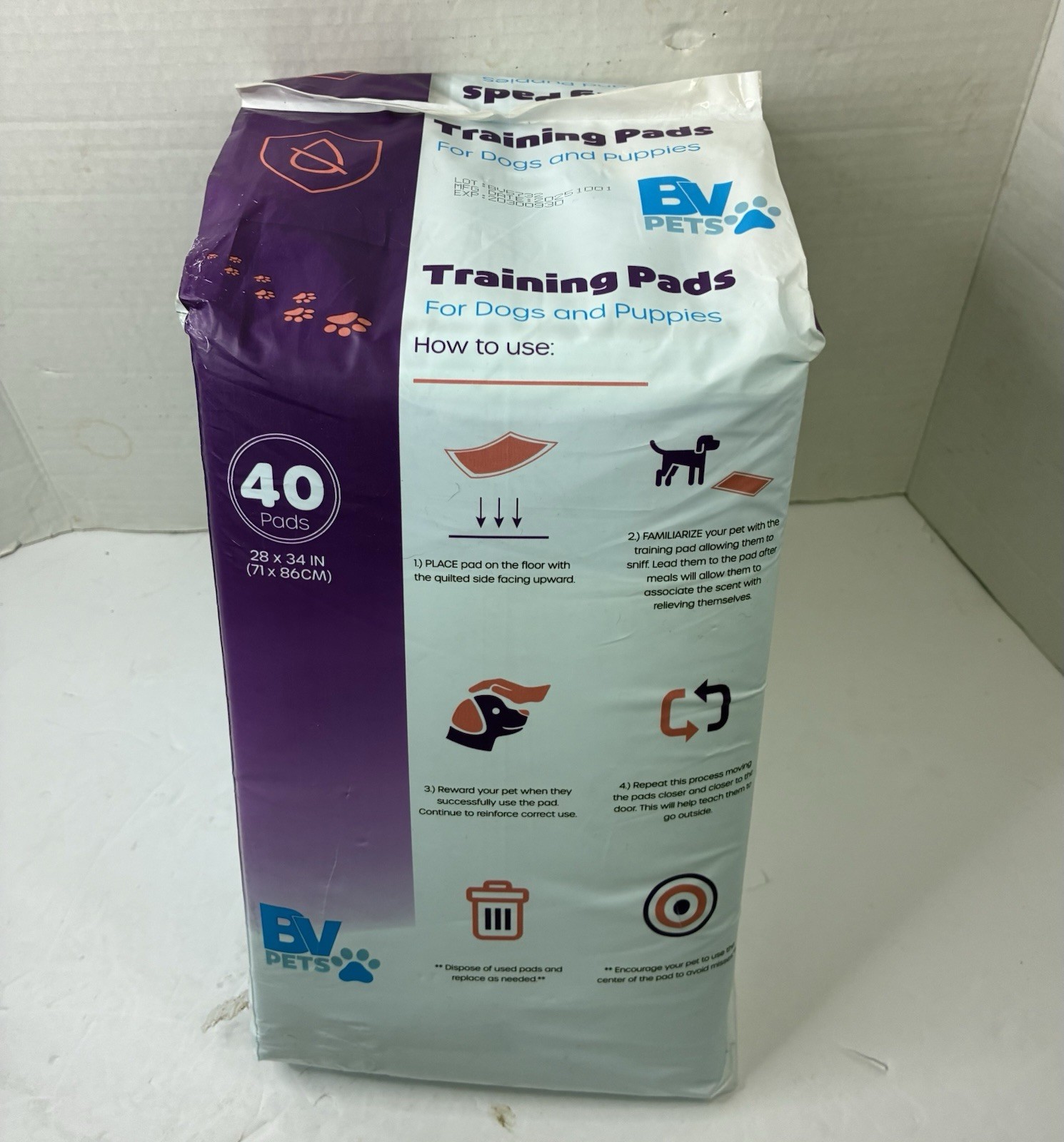 Training Pads for Dogs Extra Large 40 Pack 28″x34″ BV Pets Rapid Dry 6 Layers