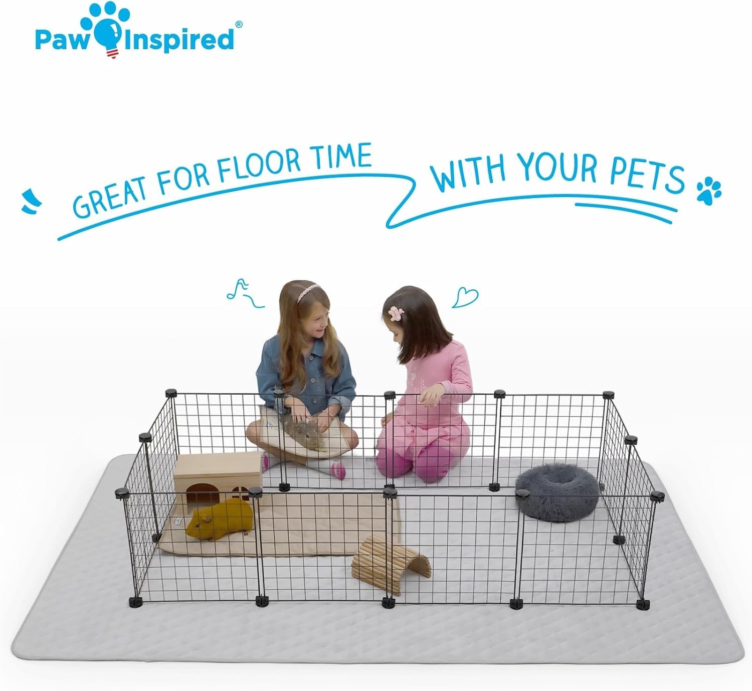 80×50 Playpen Mat Waterproof Fleece Cage Liner Non-Slip Pad Light Gray
